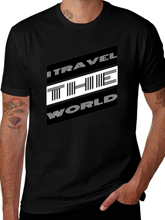 I Travel The World Graphic Tee - Stylish Black T-Shirt