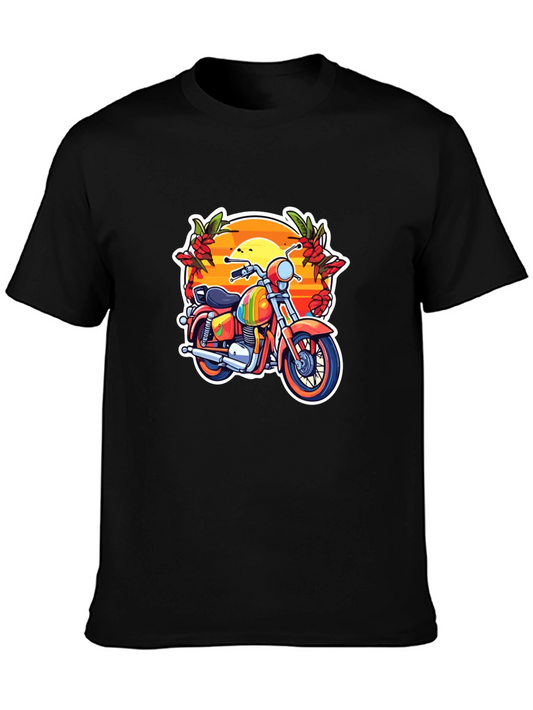 Motorcycle & Hummingbird Graphic Tee - Ride in Style!