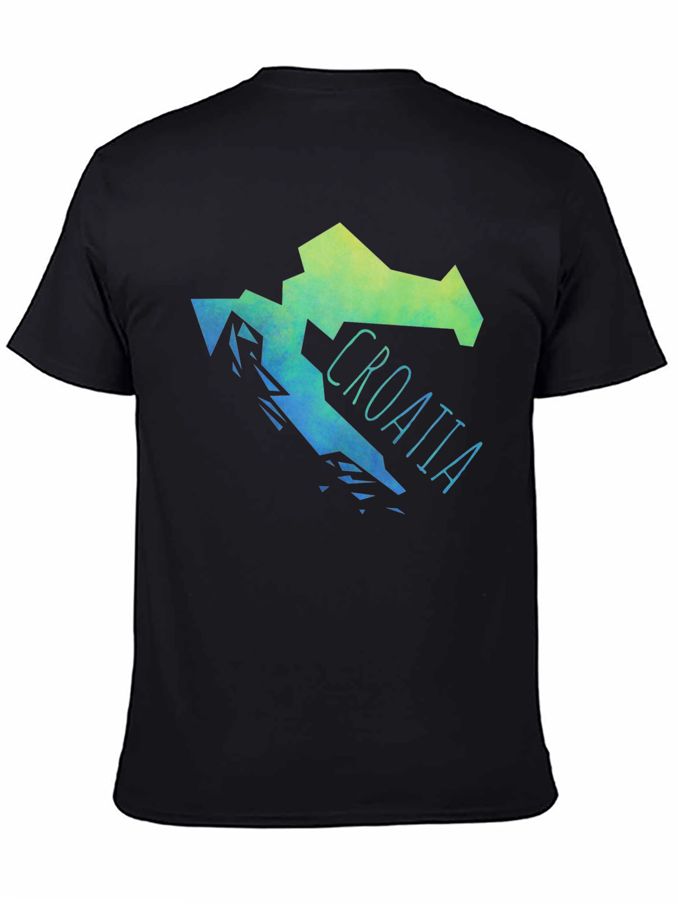 Croatia Map Graphic Print Mens Black T-Shirt