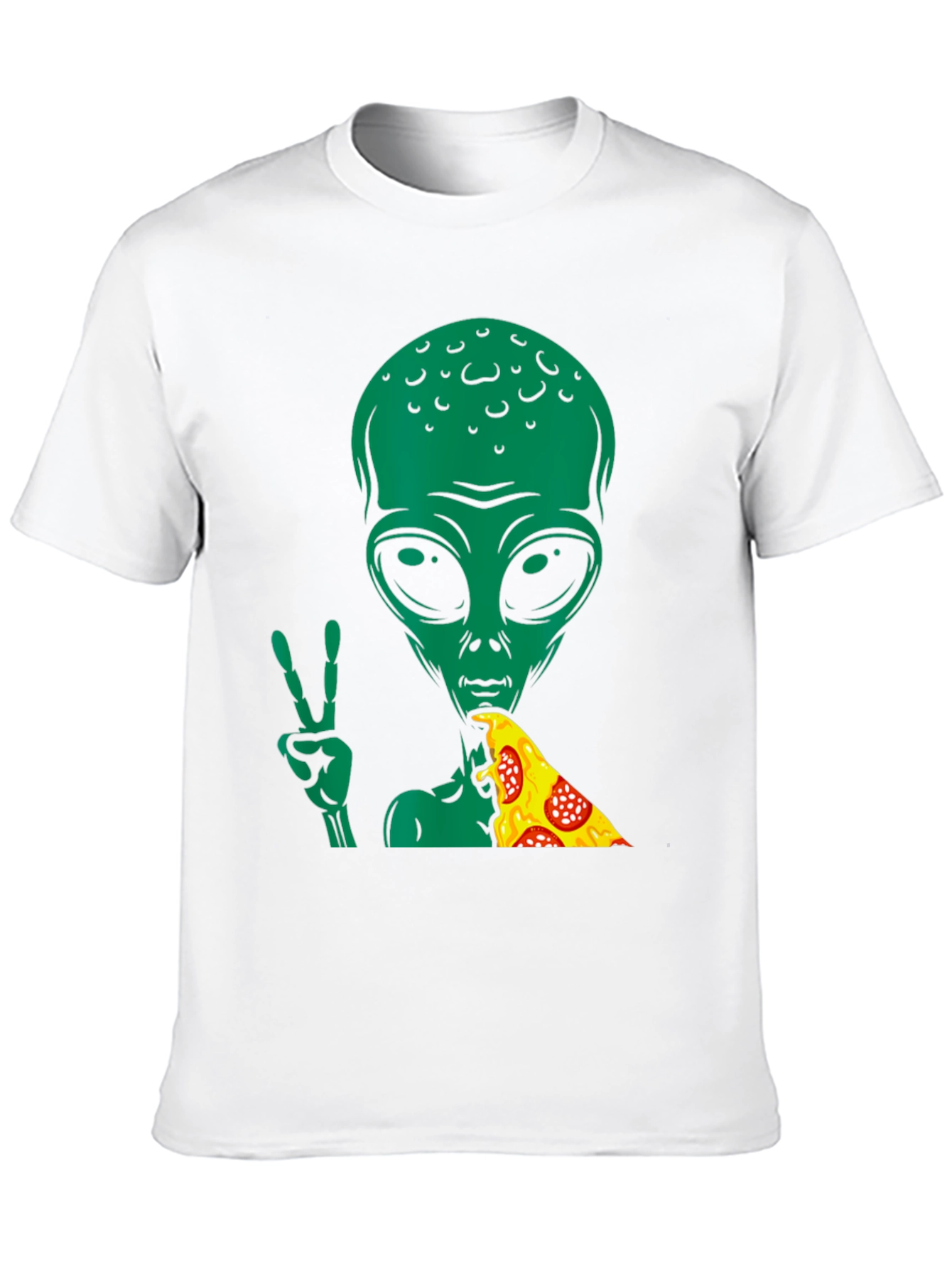 Alien Pizza Peace T-Shirt - Black Graphic Tee
