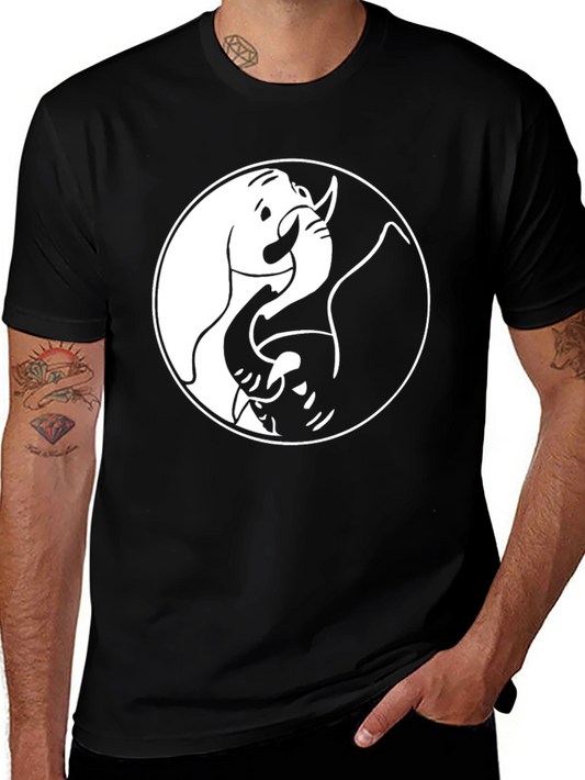 Yin Yang Elephant Graphic Tee - Soft Black Cotton Blend
