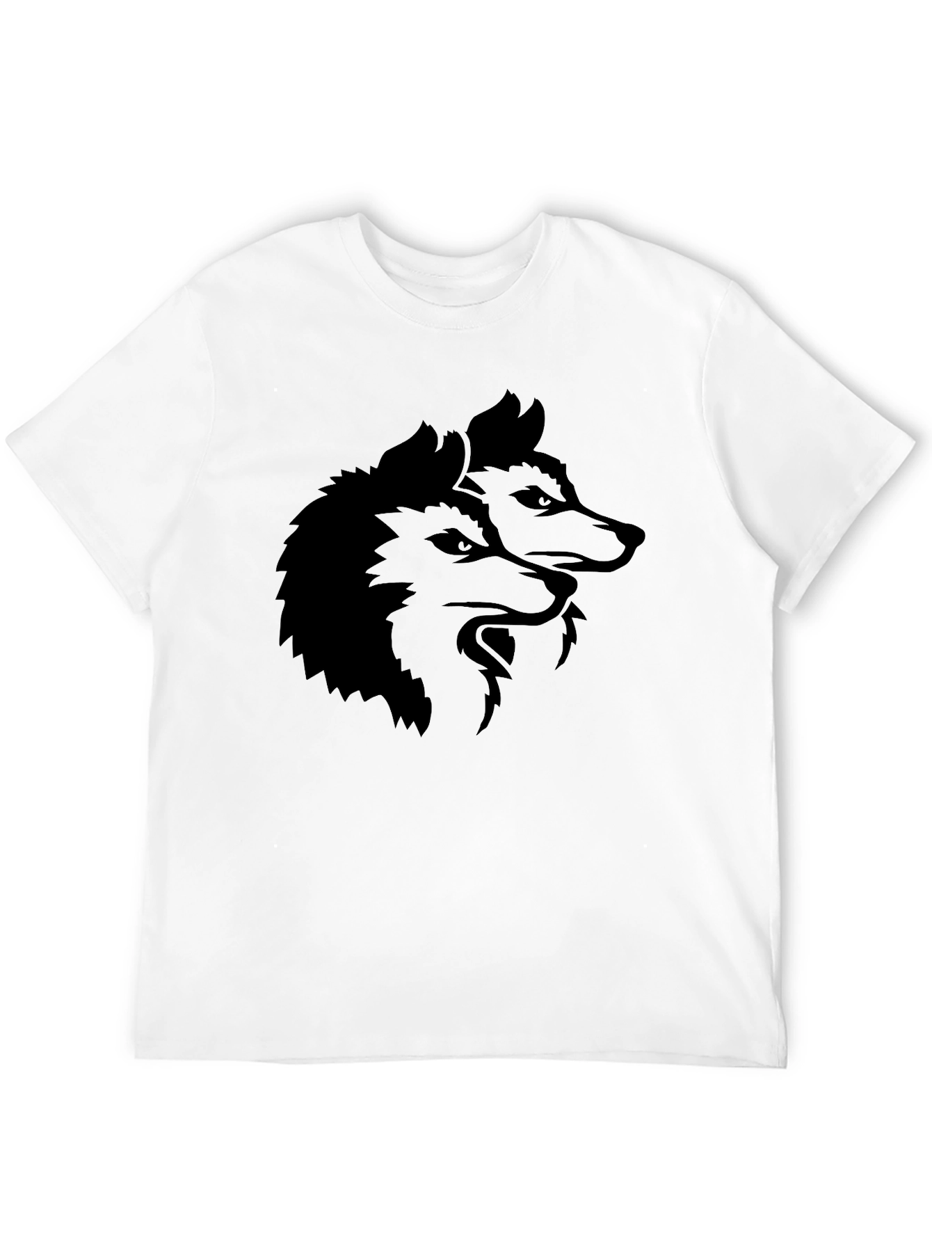 Mens Black T-Shirt with Wolf Graphic