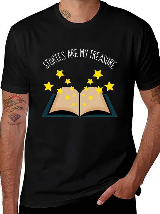 Stories Are My Treasure Black T-Shirt Book Lover