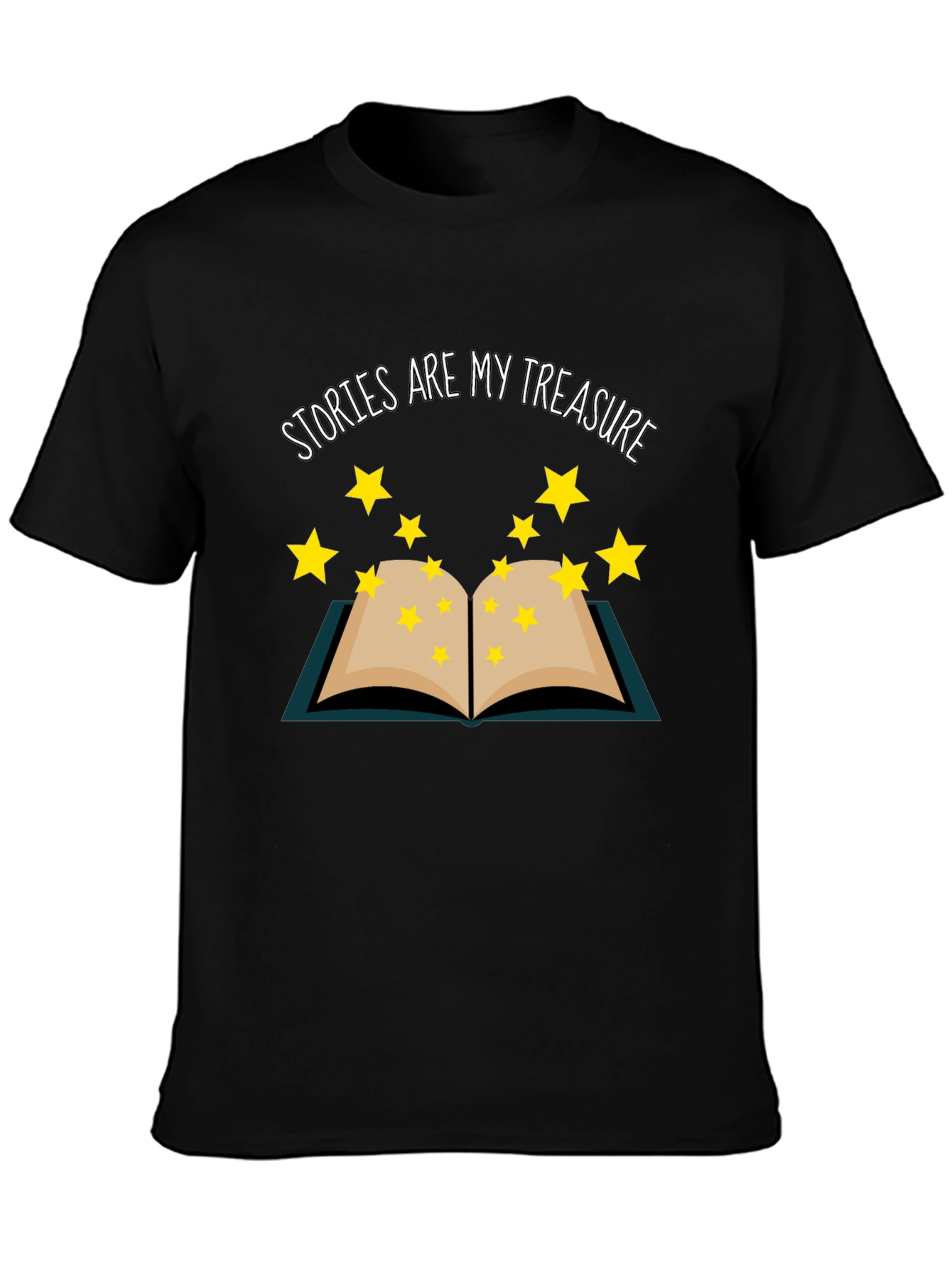 Stories Are My Treasure Black T-Shirt Book Lover