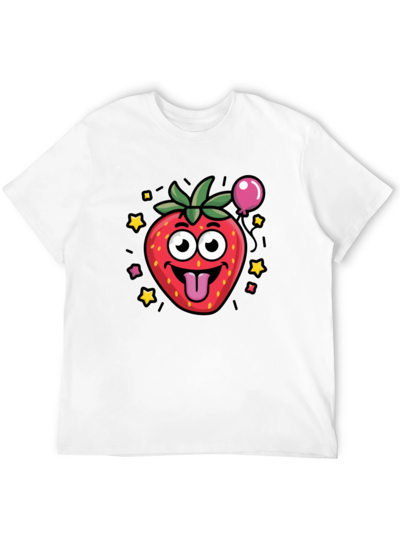 Strawberry Cartoon Graphic Black T-Shirt