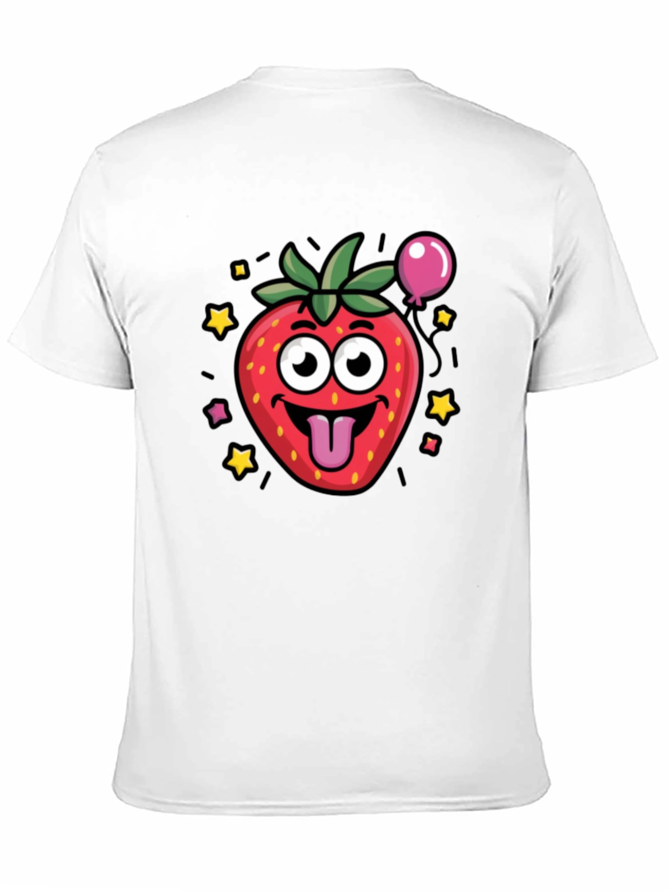 Strawberry Cartoon Graphic Black T-Shirt