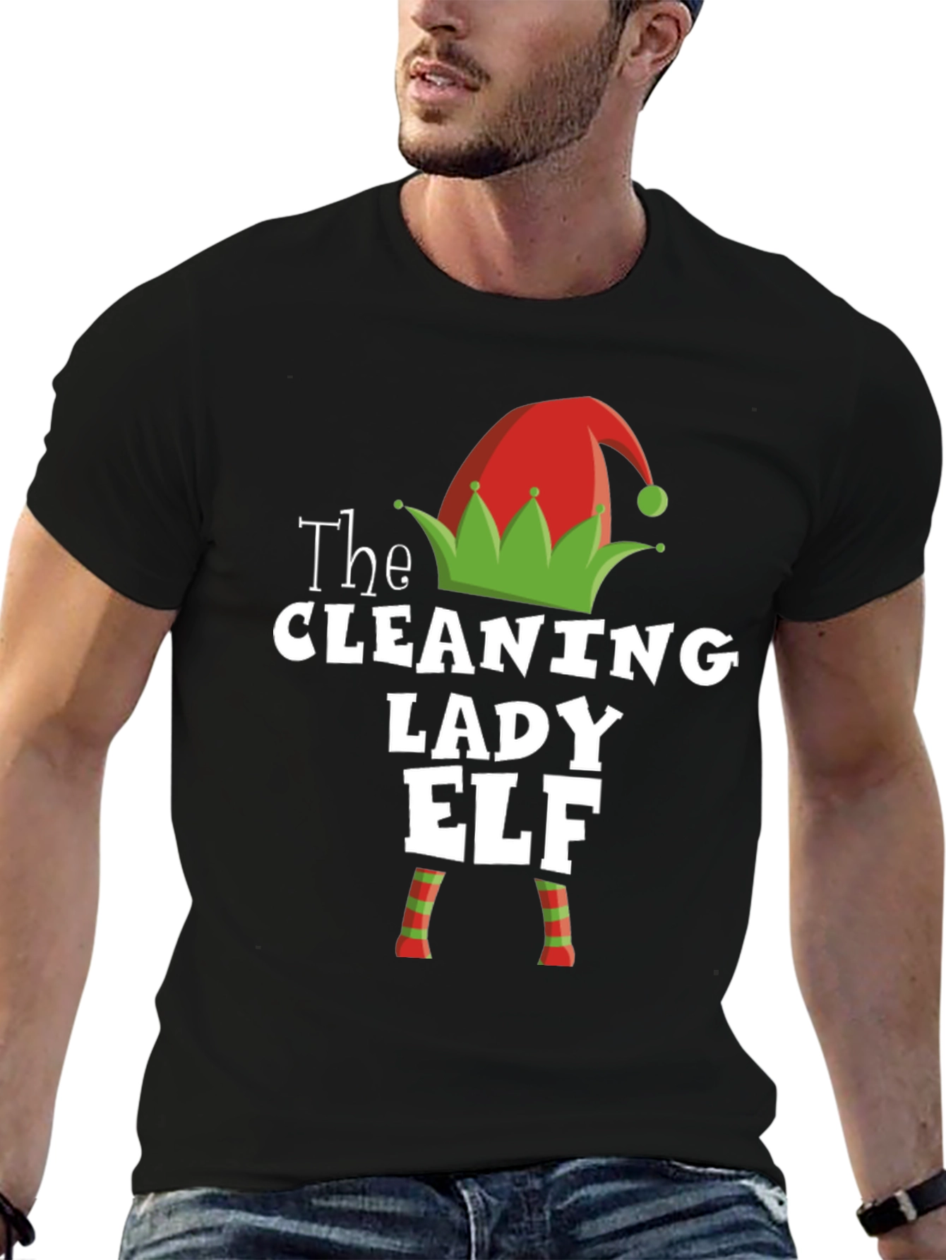Cleaning Lady Elf Christmas T-Shirt