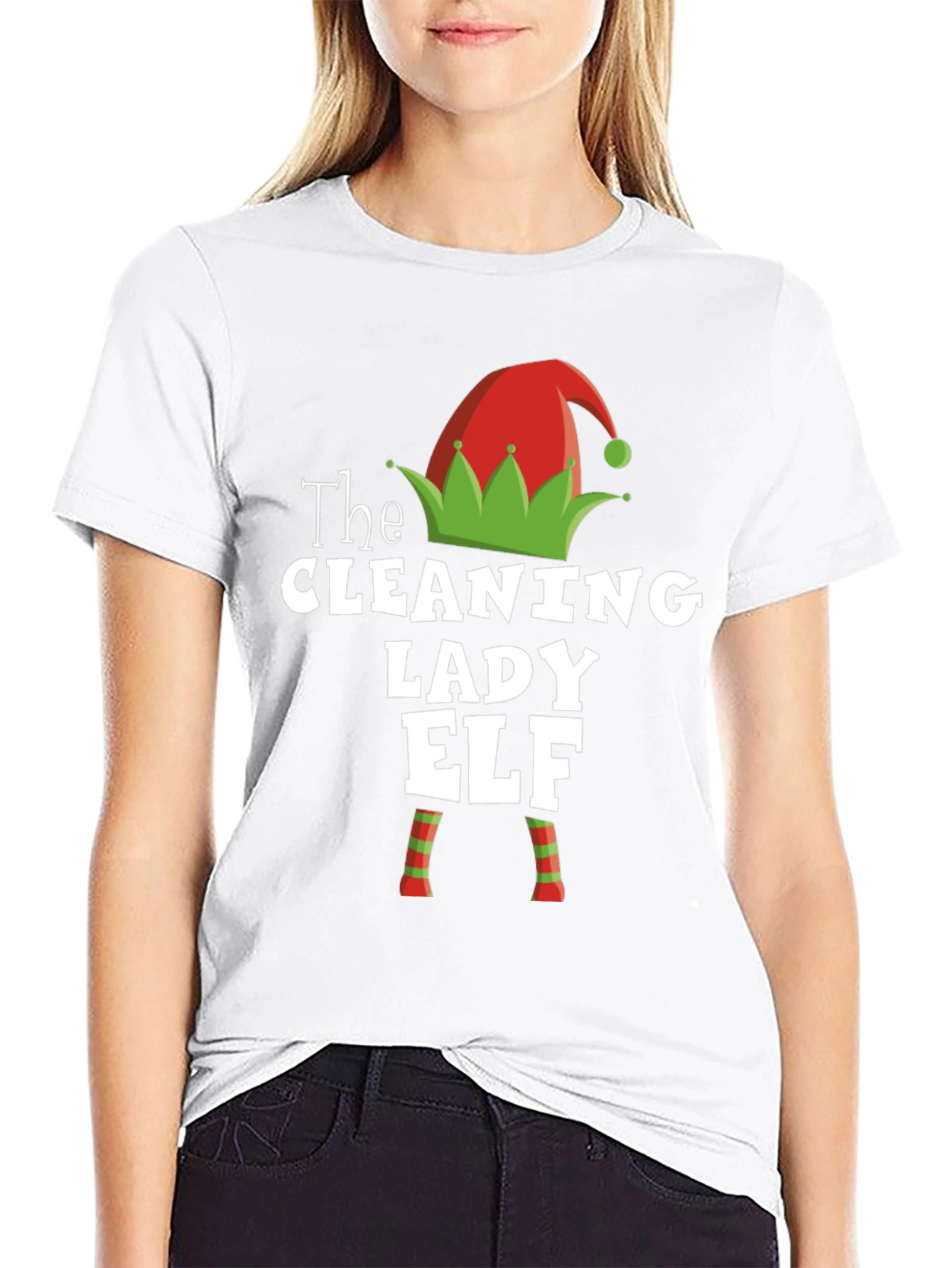 Cleaning Lady Elf Christmas T-Shirt