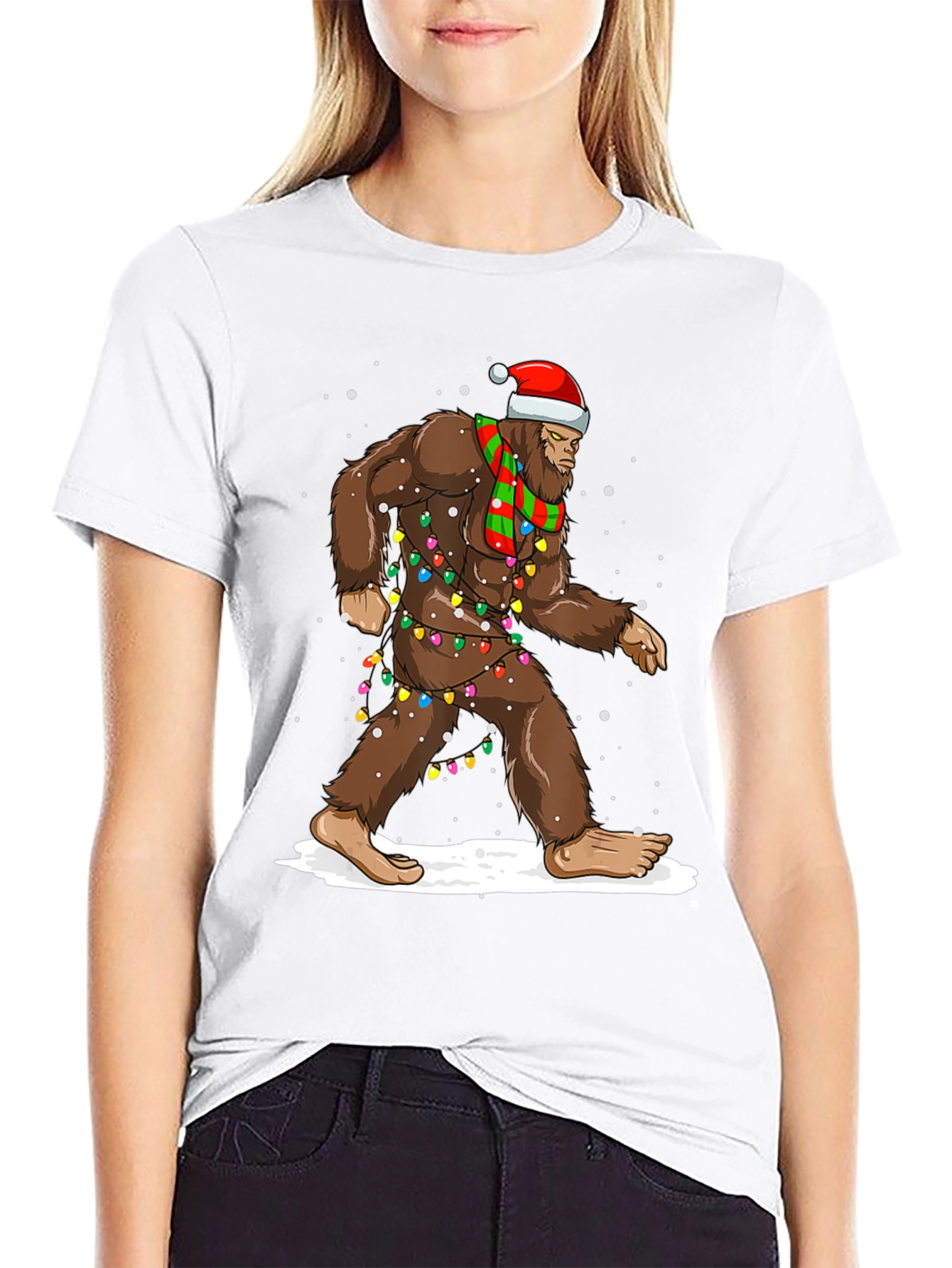 Festive Bigfoot Christmas T-Shirt