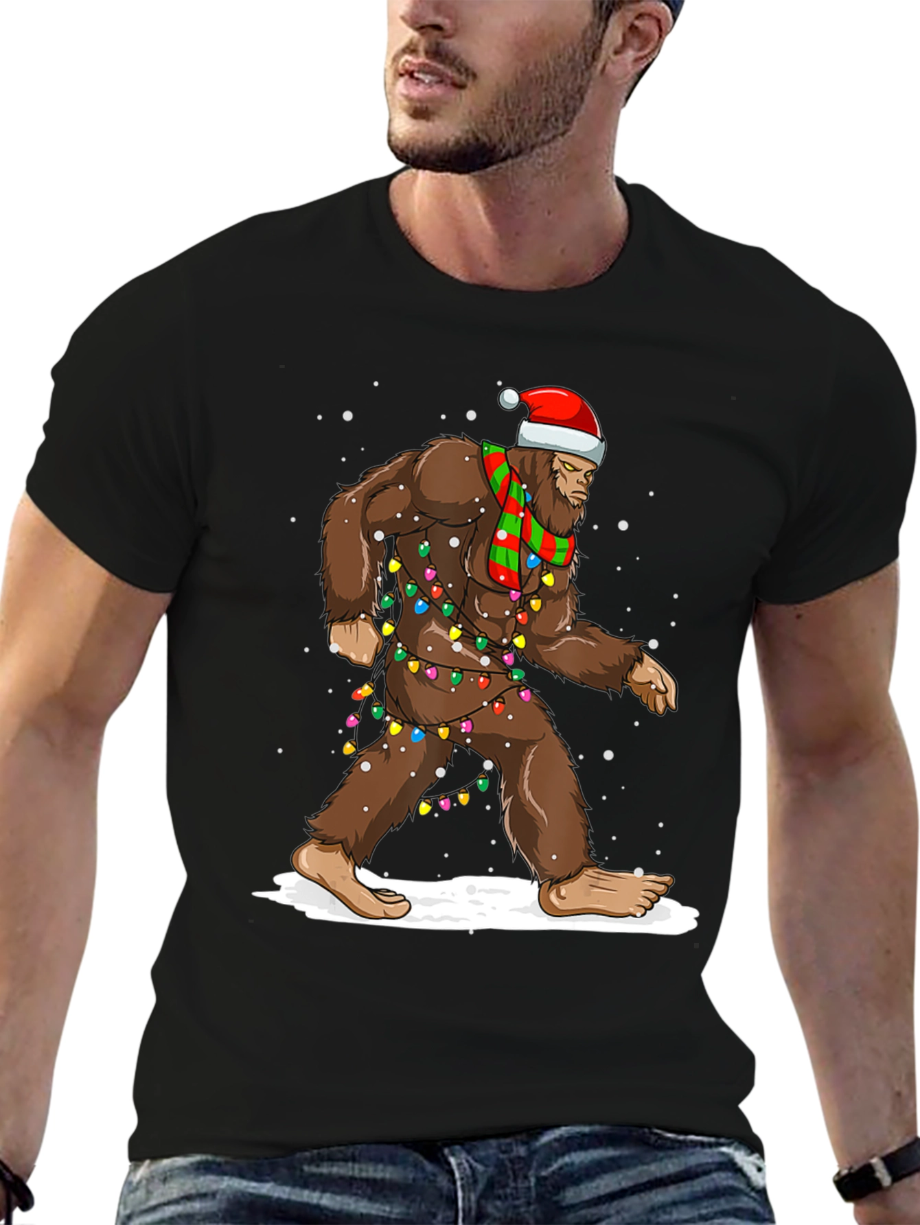 Festive Bigfoot Christmas T-Shirt