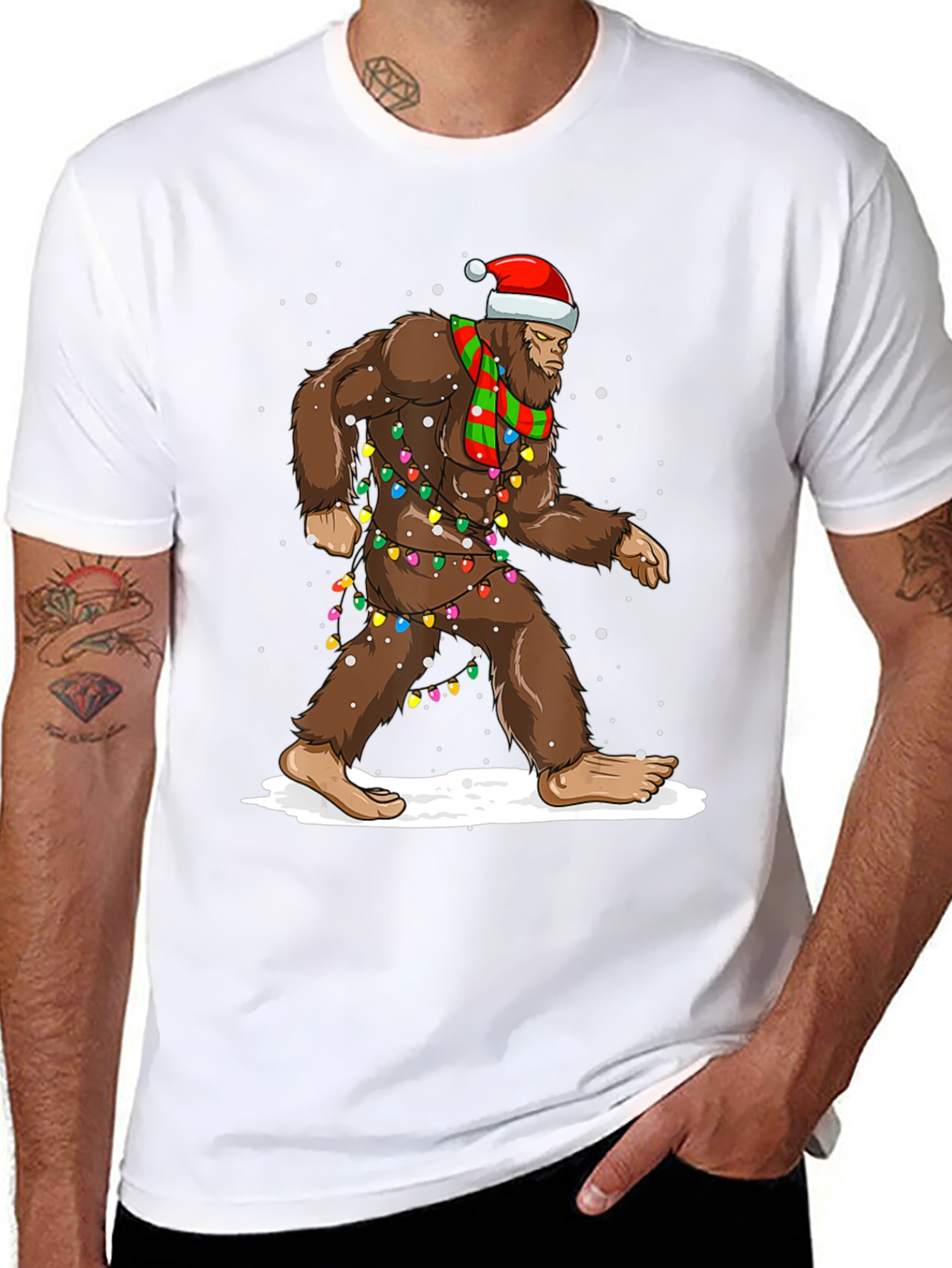 Festive Bigfoot Christmas T-Shirt