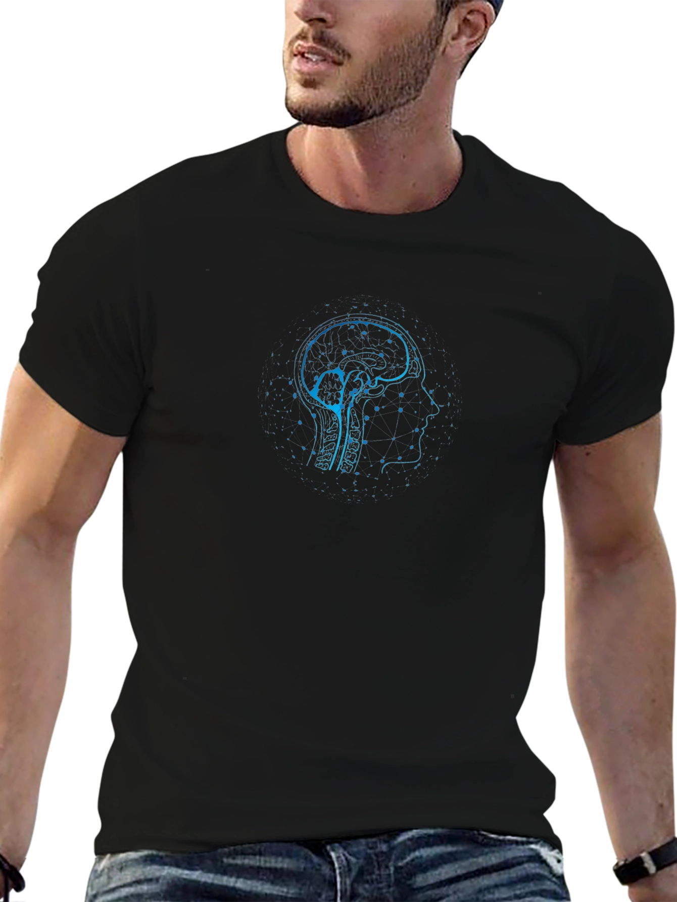 Brain Blueprint T-Shirt - Black Sci-Fi Graphic Tee