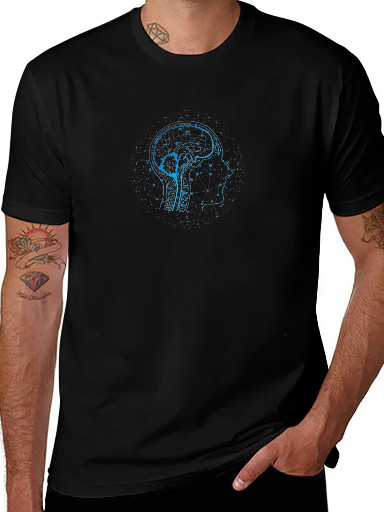 Brain Blueprint T-Shirt - Black Sci-Fi Graphic Tee