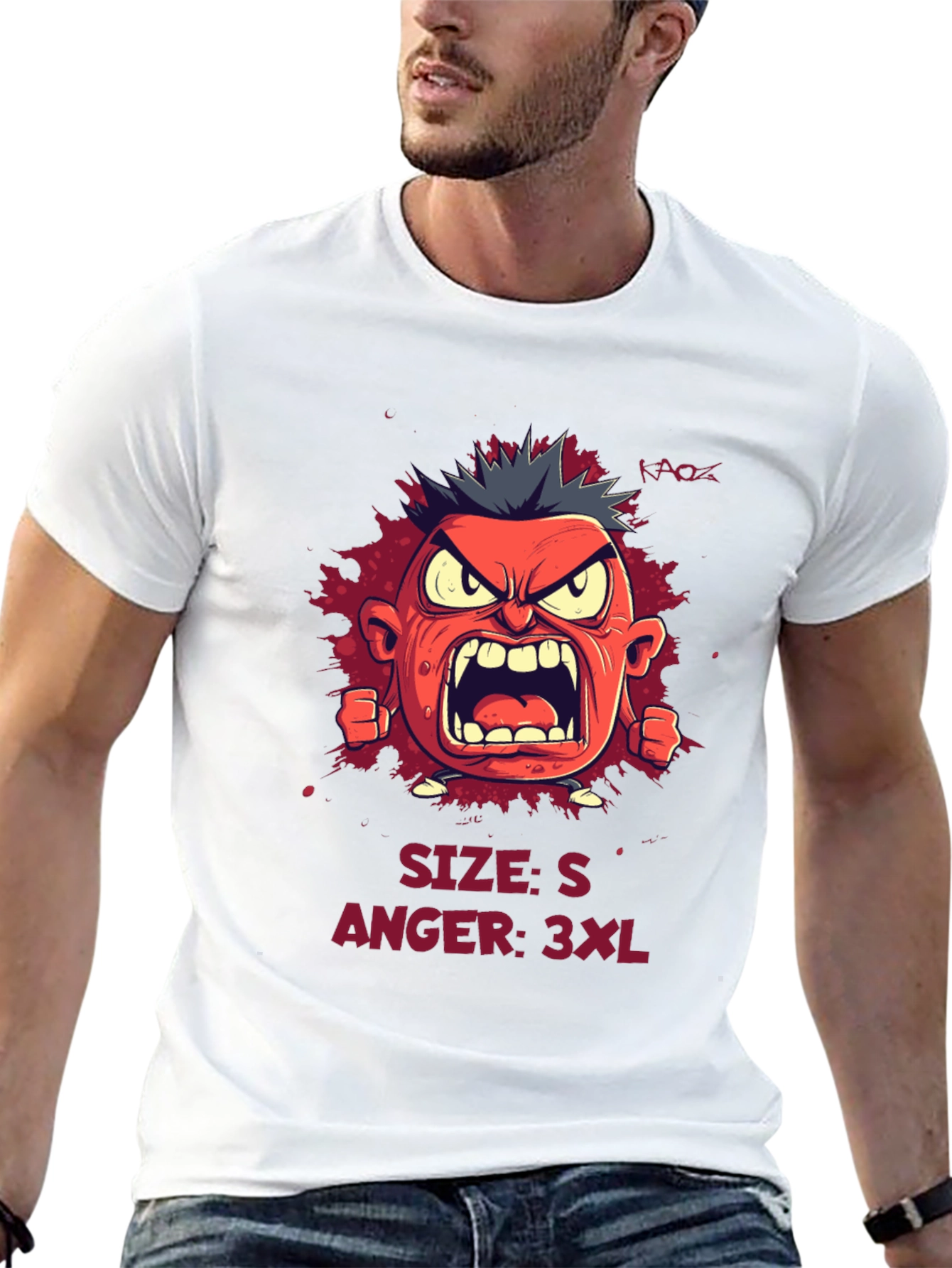 Angry Cartoon Character Graphic Tee - Black