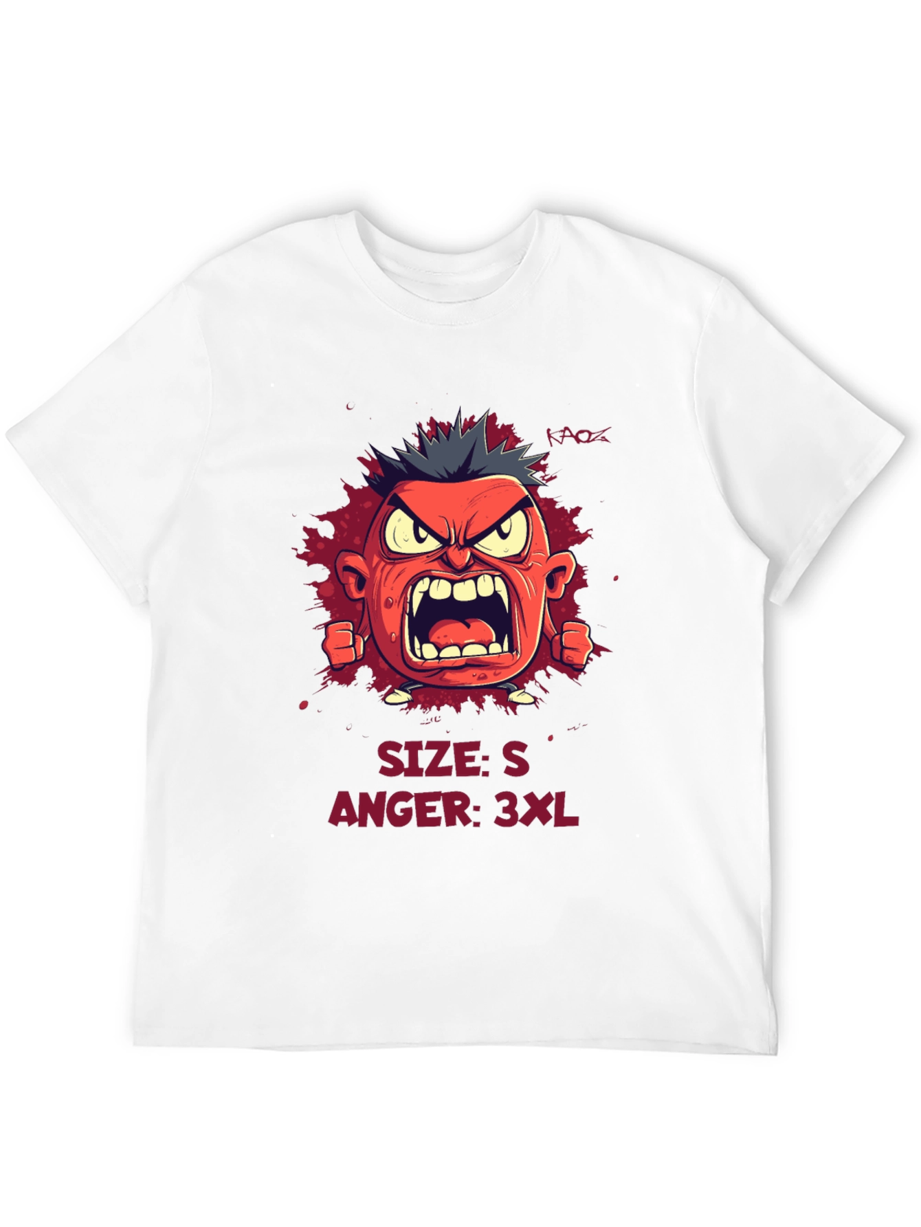 Angry Cartoon Character Graphic Tee - Black