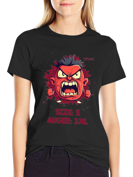 Angry Cartoon Character Graphic Tee - Black