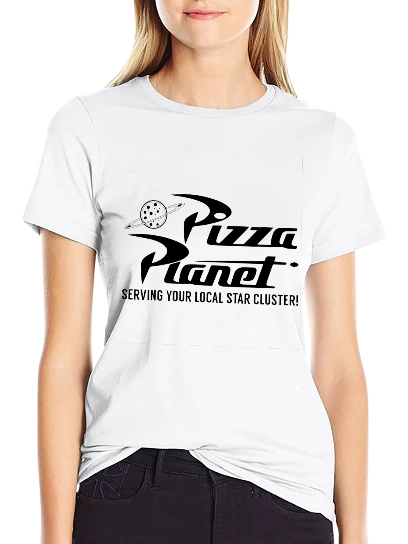 Pizza Planet Graphic Tee - Black Cotton Blend