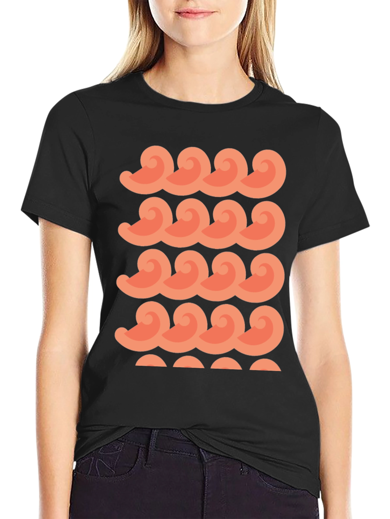 Retro Wave Design Black T-Shirt