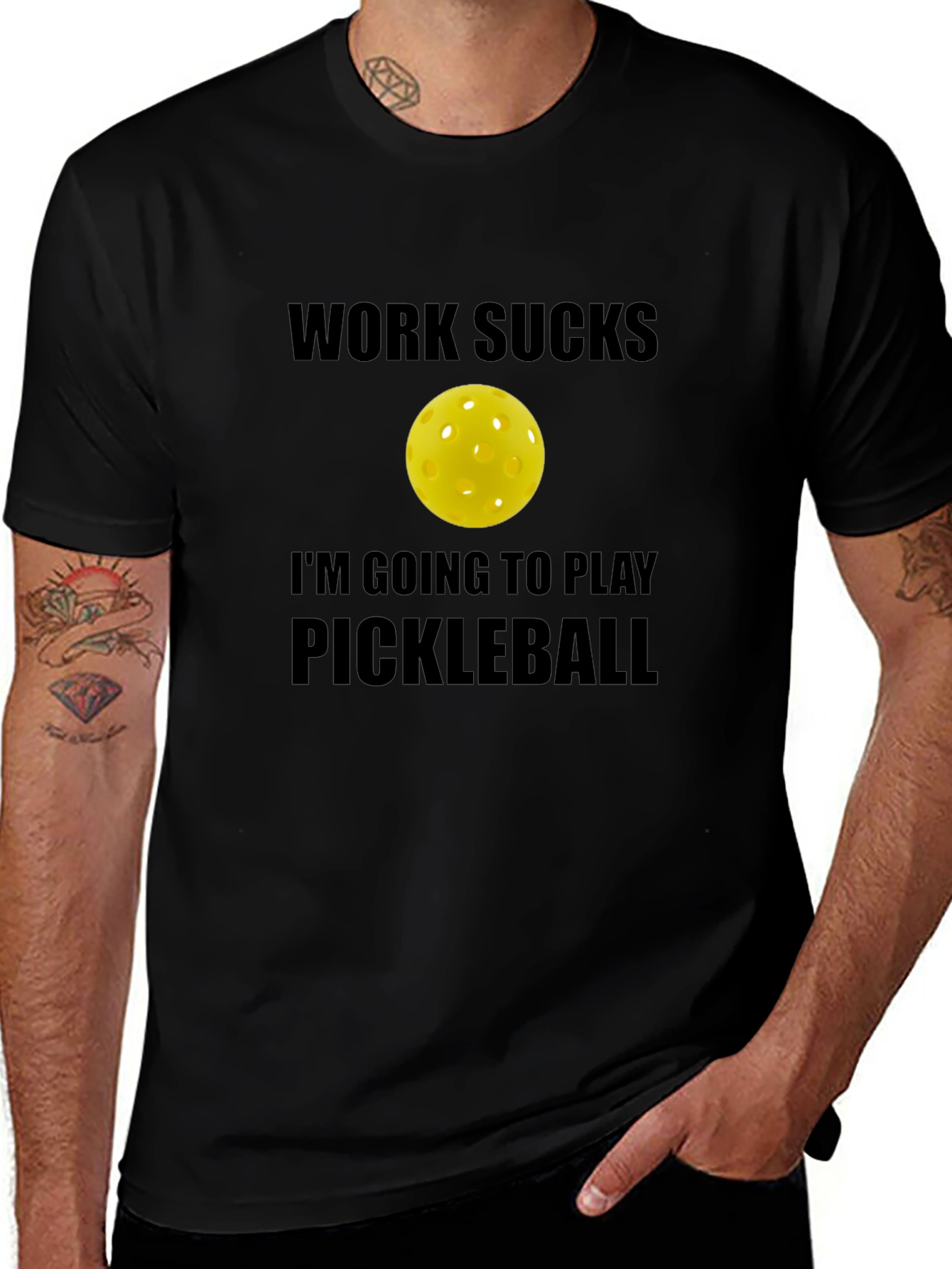 Funny Pickleball T-Shirt - Work Sucks Lets Play!