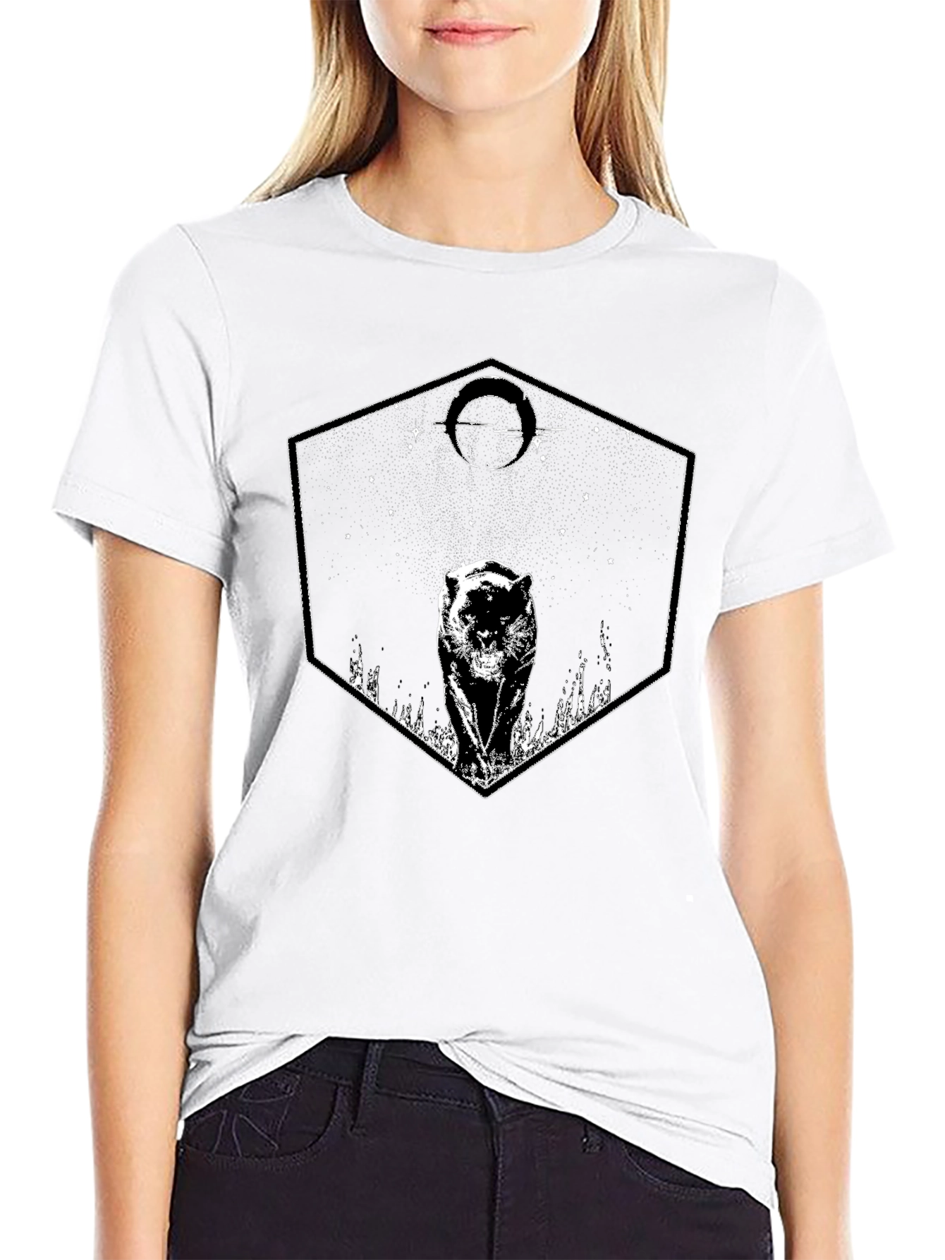 Graphic Tee - Black Panther Hexagon Design T-Shirt