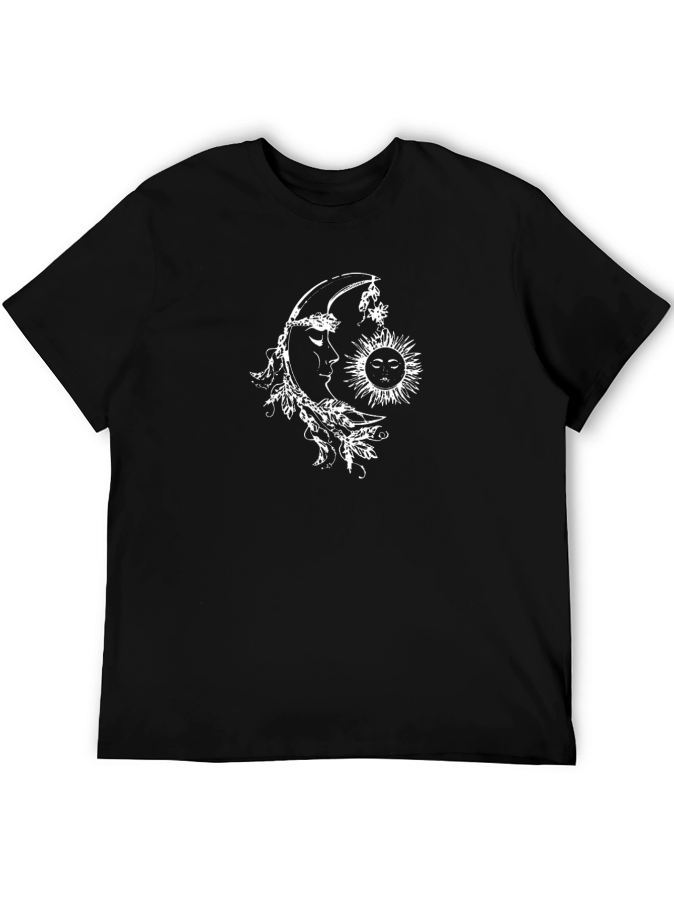 Celestial Moon & Sun Graphic Black Tee