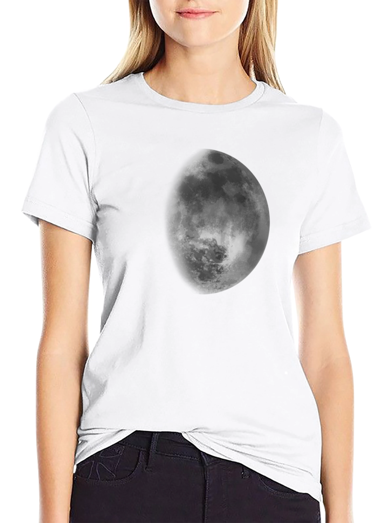 Lunar Phase Black T-Shirt - Celestial Design