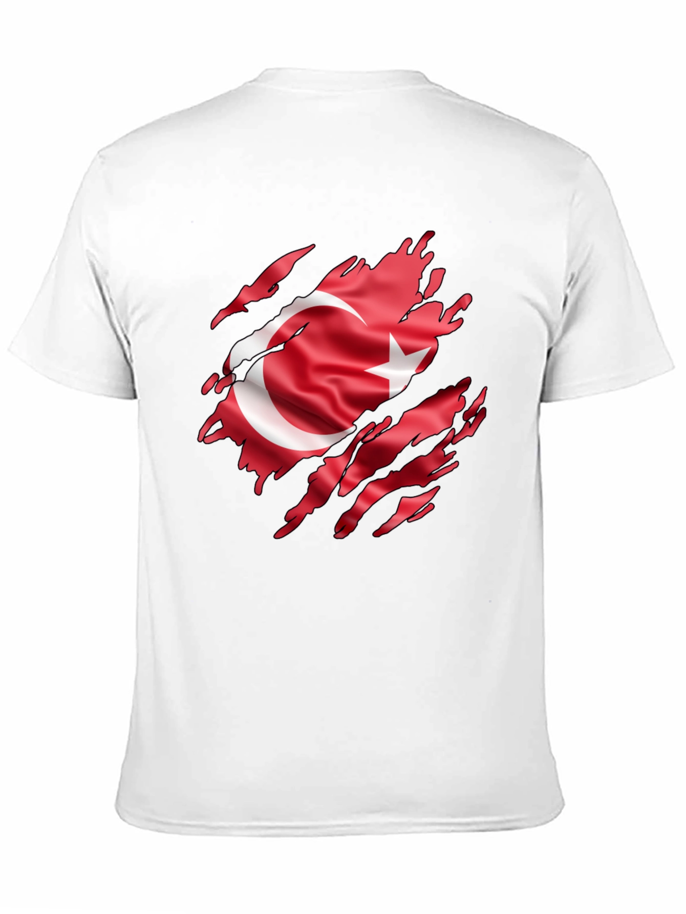 Mens Black T-Shirt with Turkey Flag Graphic
