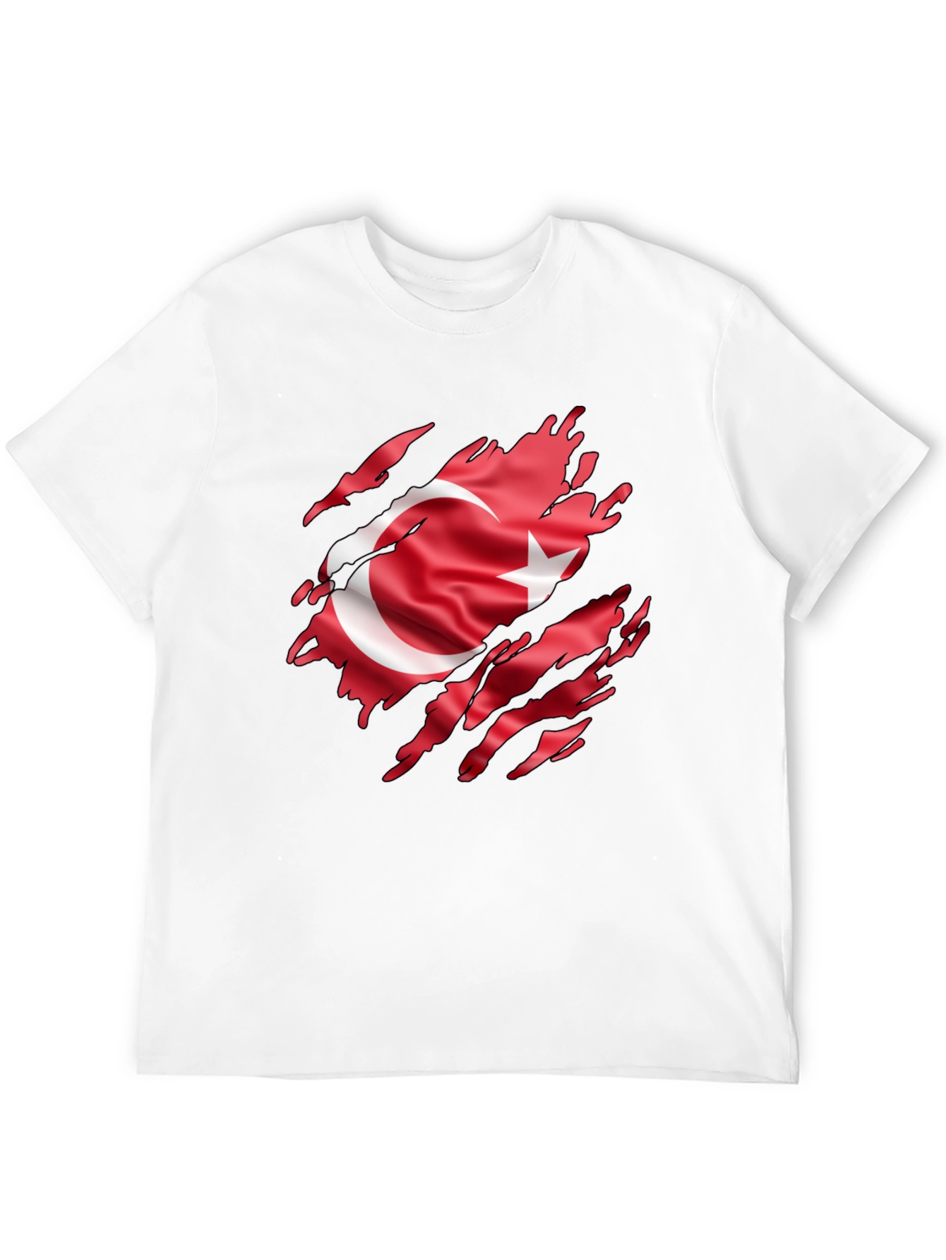 Mens Black T-Shirt with Turkey Flag Graphic