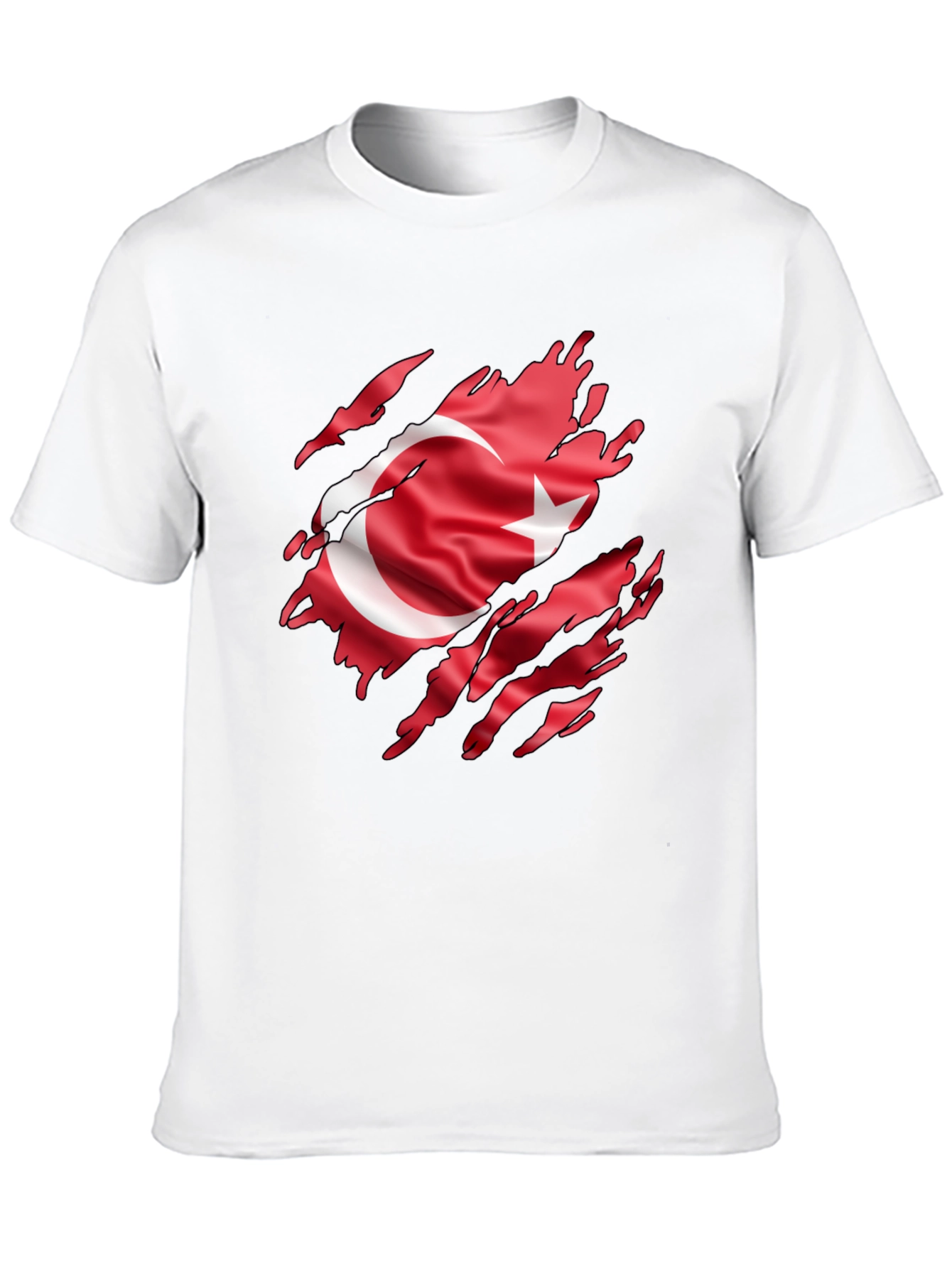 Mens Black T-Shirt with Turkey Flag Graphic