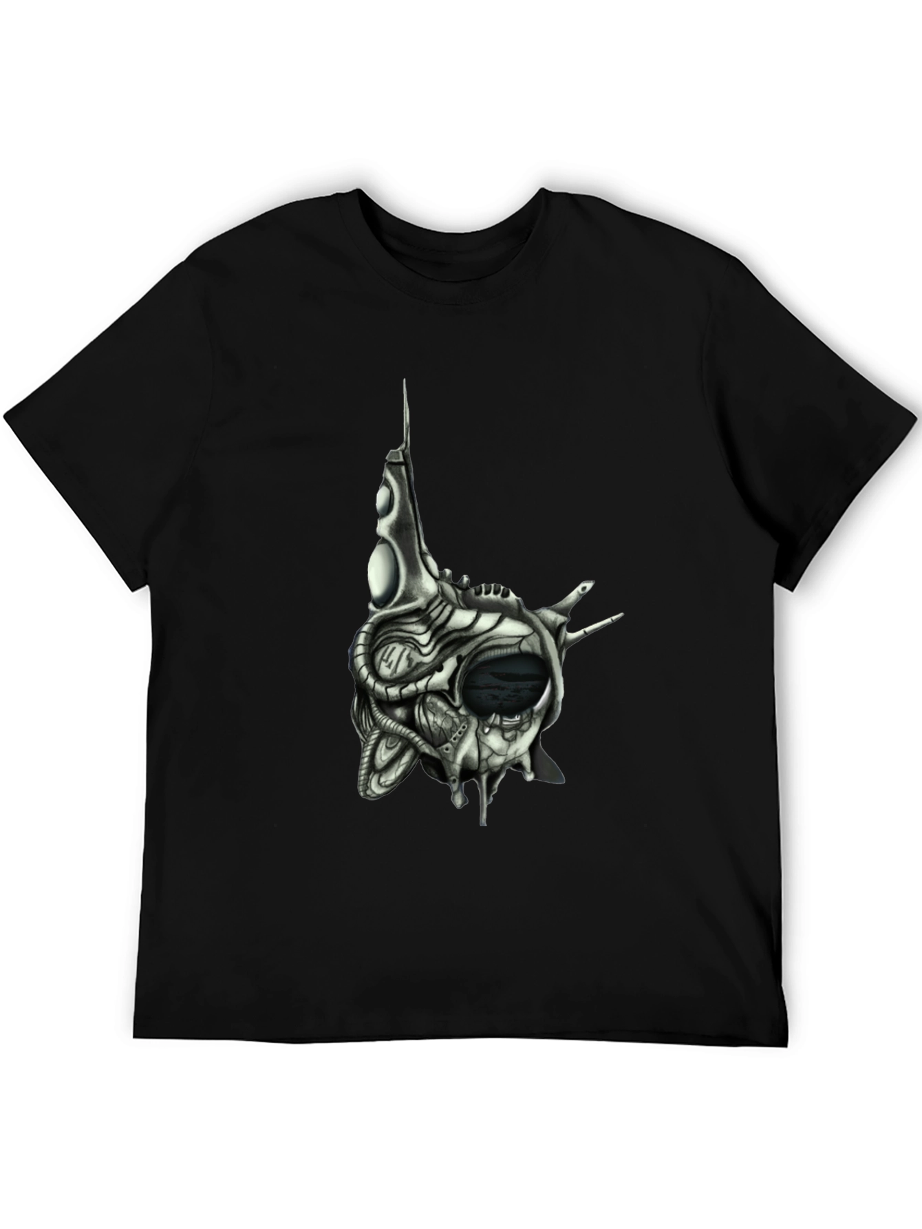 Cybernetic Skull T-Shirt - Dark Sci-Fi Style