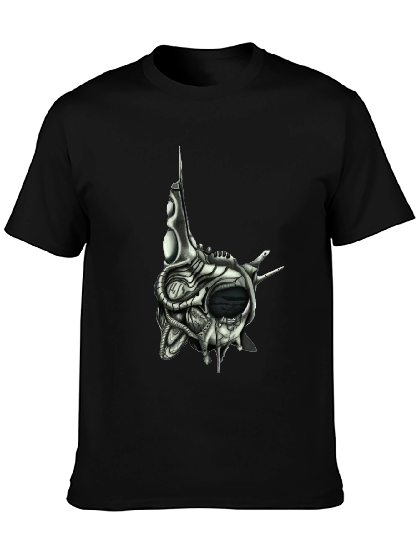 Cybernetic Skull T-Shirt - Dark Sci-Fi Style