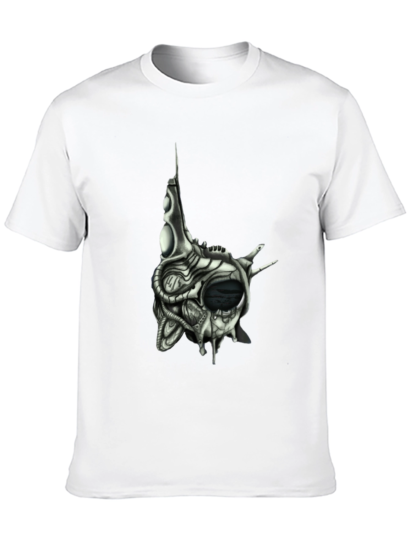 Cybernetic Skull T-Shirt - Dark Sci-Fi Style