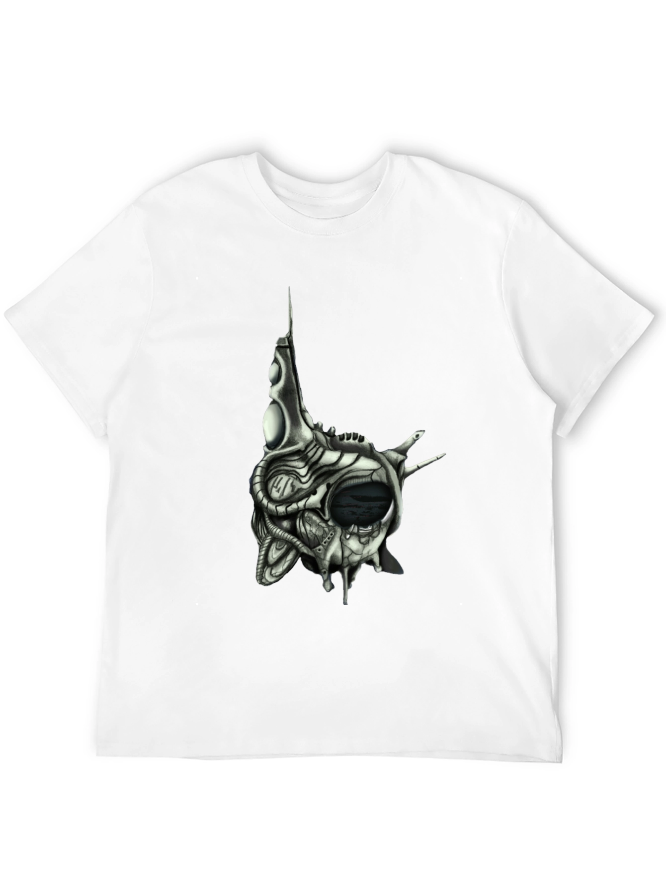 Cybernetic Skull T-Shirt - Dark Sci-Fi Style