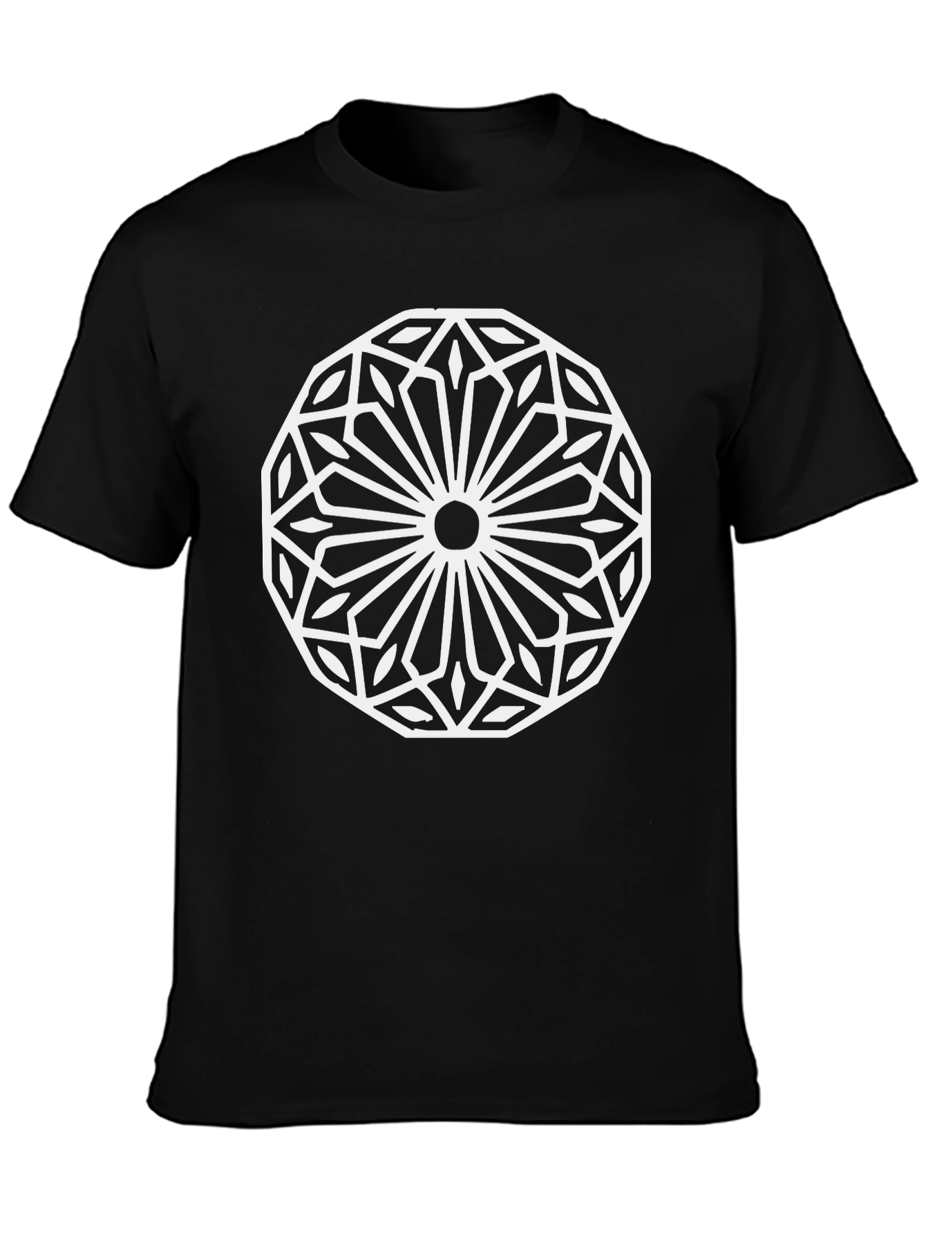 Geometric Mandala Graphic Tee - Black