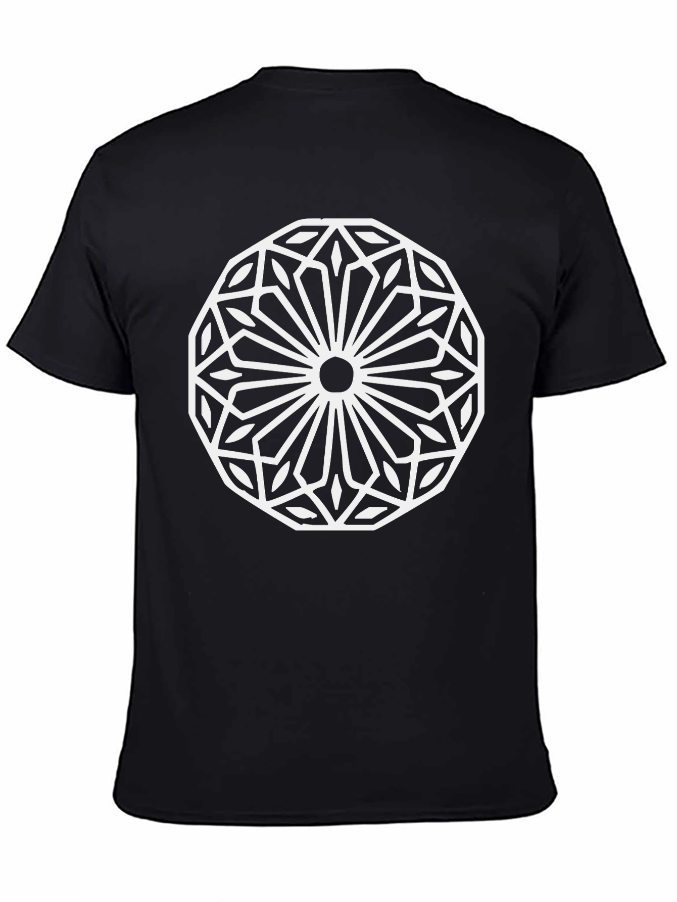 Geometric Mandala Graphic Tee - Black