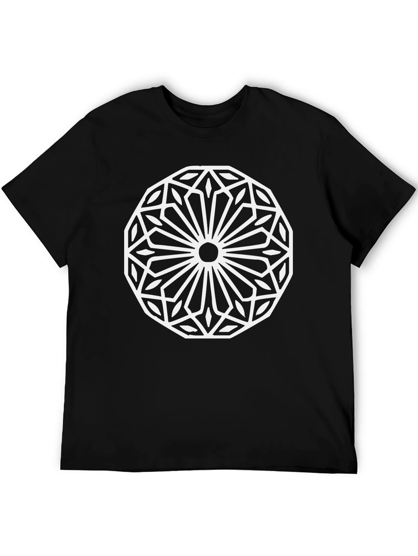 Geometric Mandala Graphic Tee - Black
