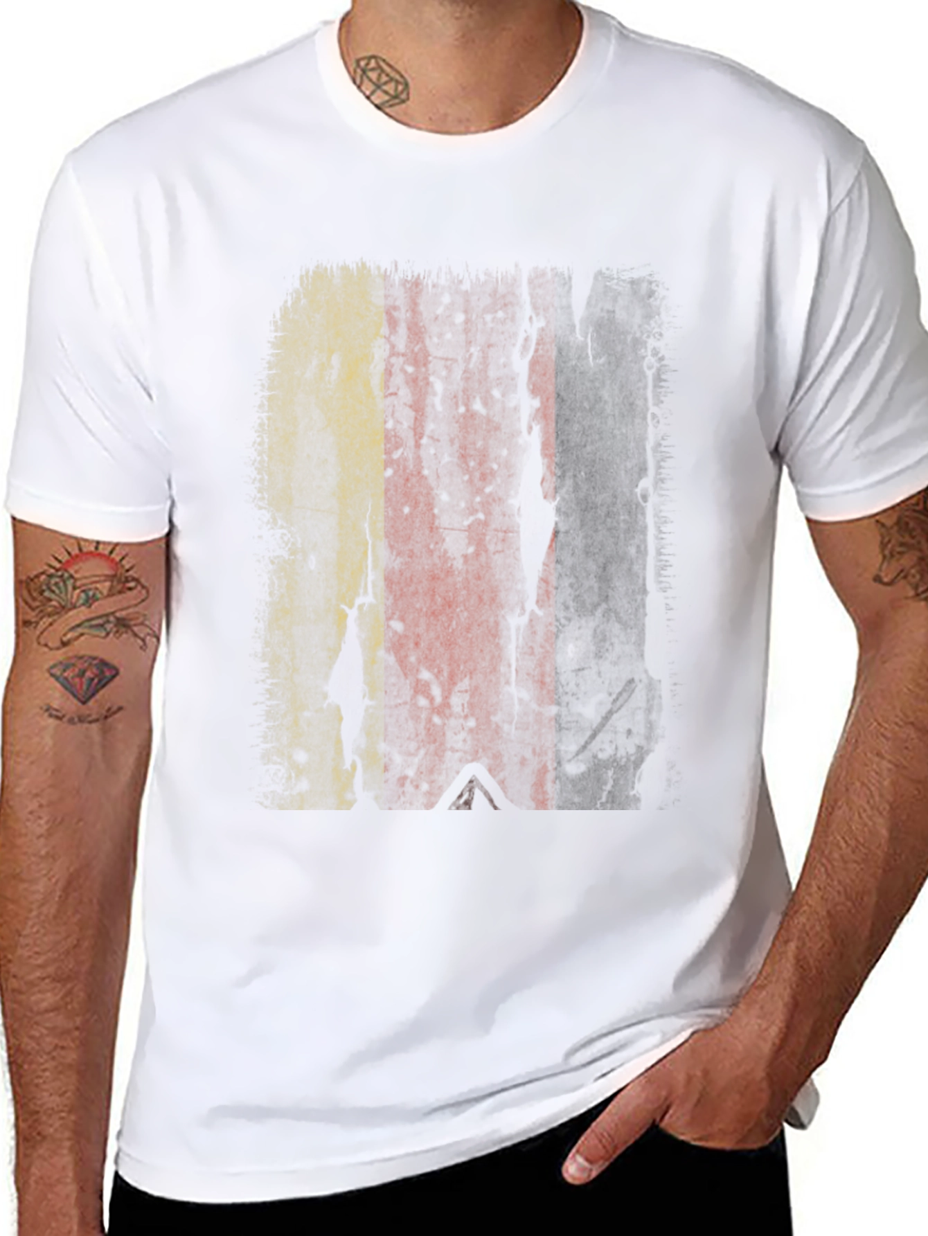 Distressed Belgium Flag Graphic T-Shirt