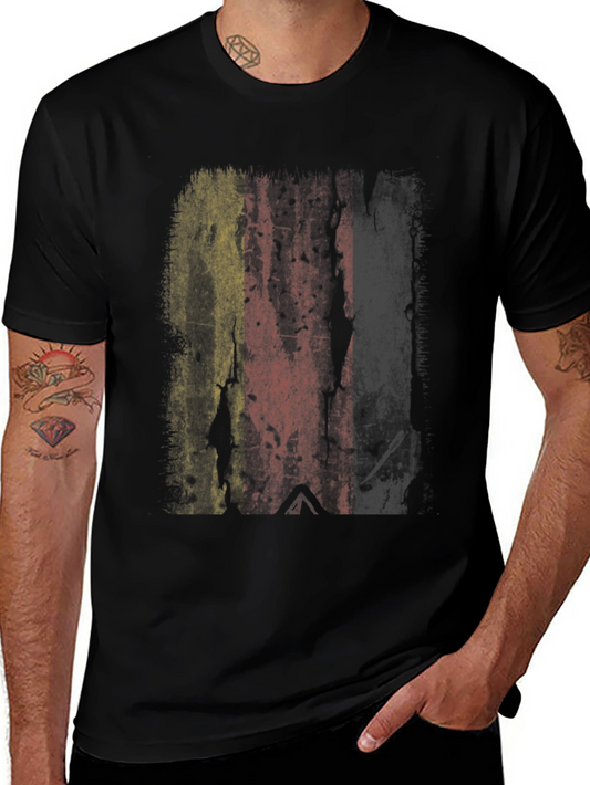 Distressed Belgium Flag Graphic T-Shirt