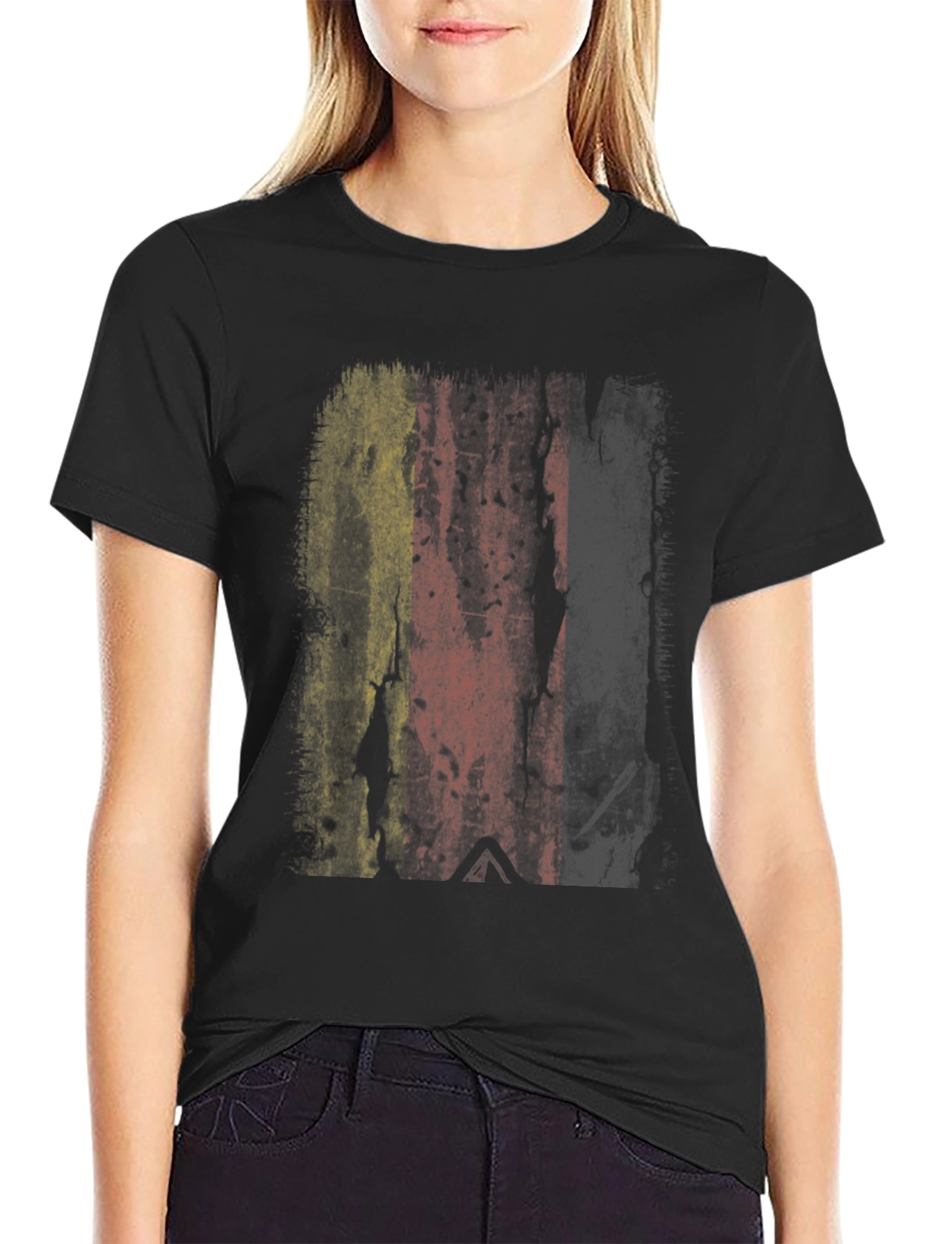 Distressed Belgium Flag Graphic T-Shirt