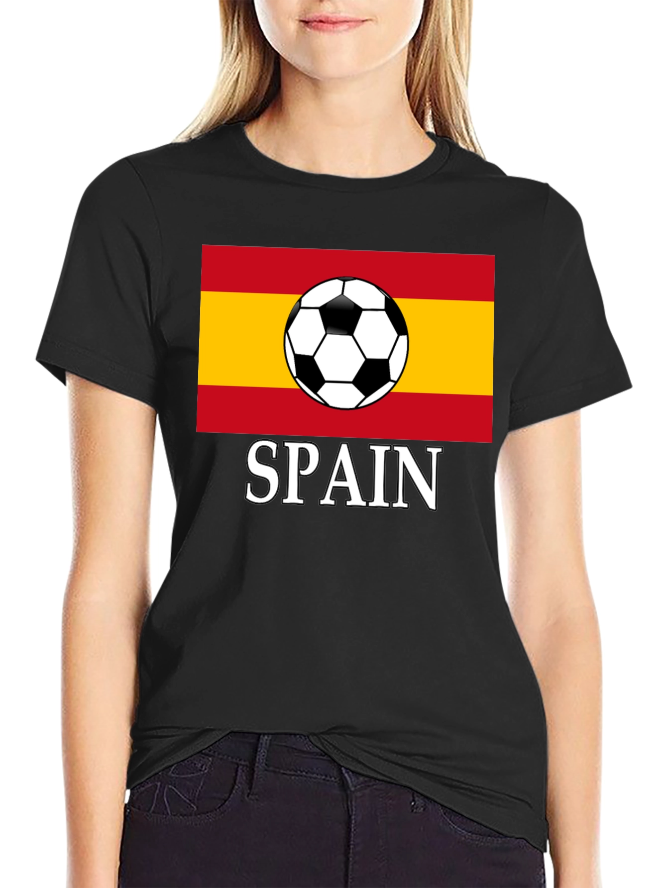 Spain Soccer Flag T-Shirt - Black