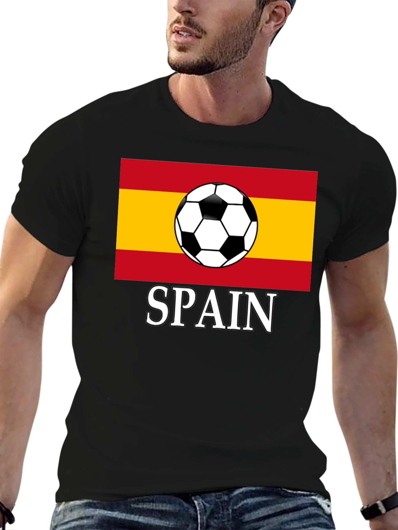 Spain Soccer Flag T-Shirt - Black