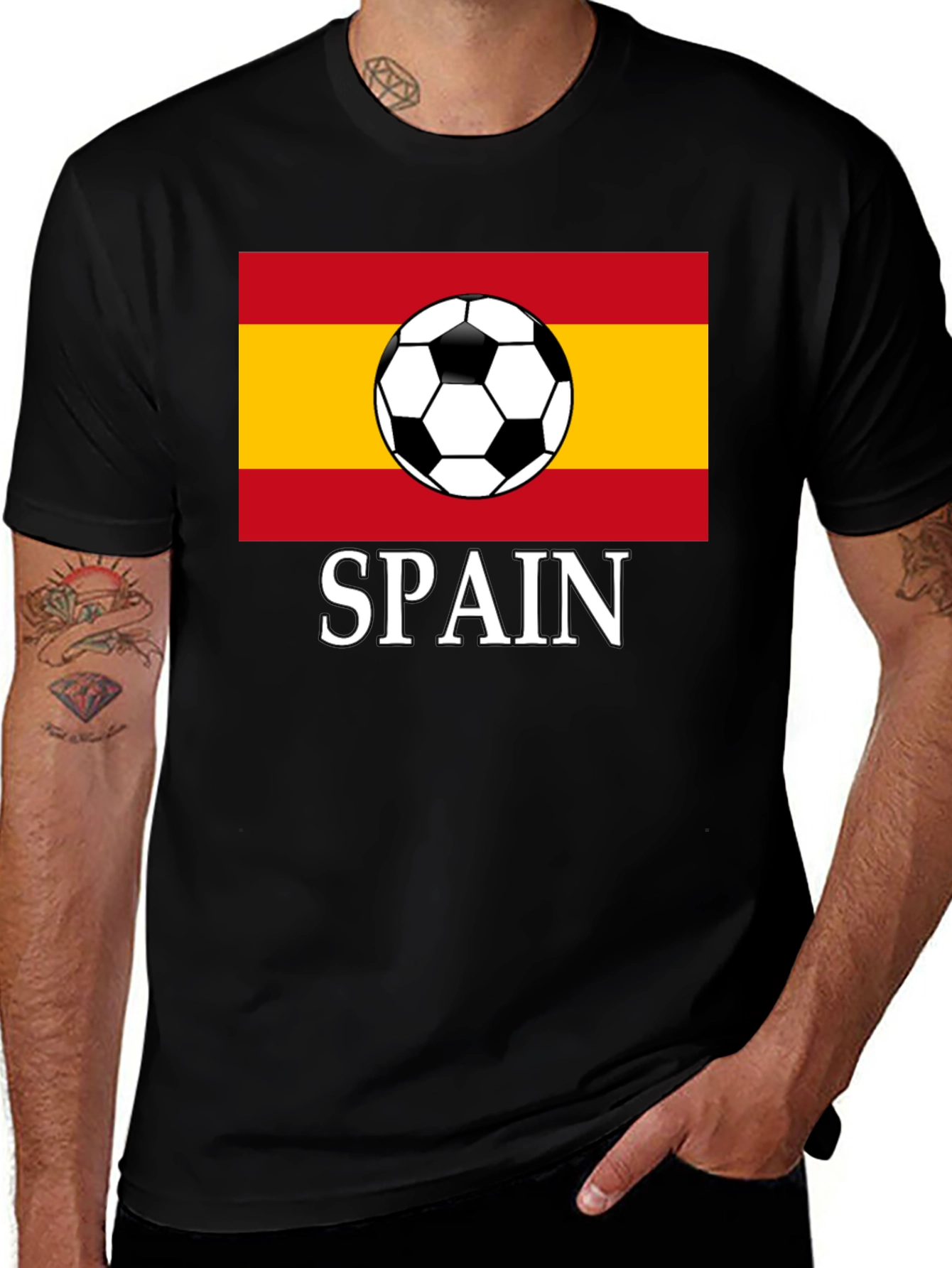 Spain Soccer Flag T-Shirt - Black