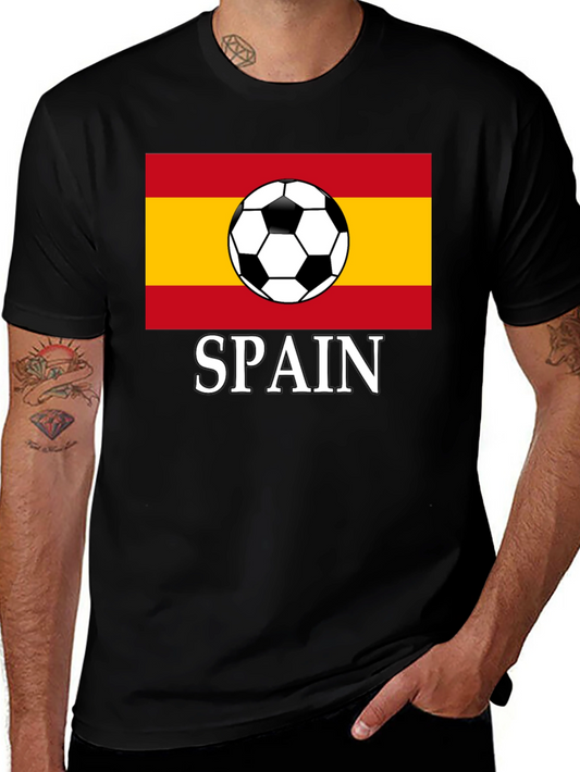 Spain Soccer Flag T-Shirt - Black
