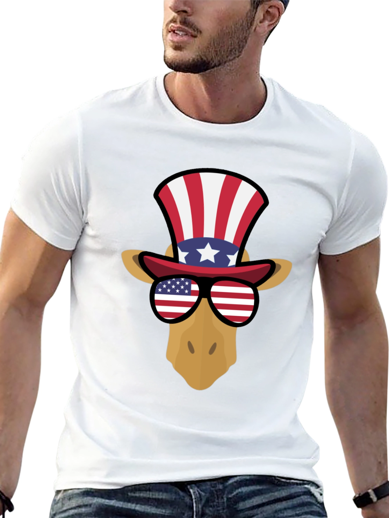 Patriotic Giraffe T-Shirt - USA Pride