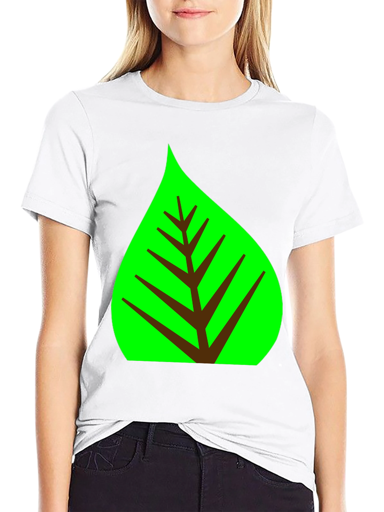 Green Leaf Graphic Tee - Black Cotton Shirt