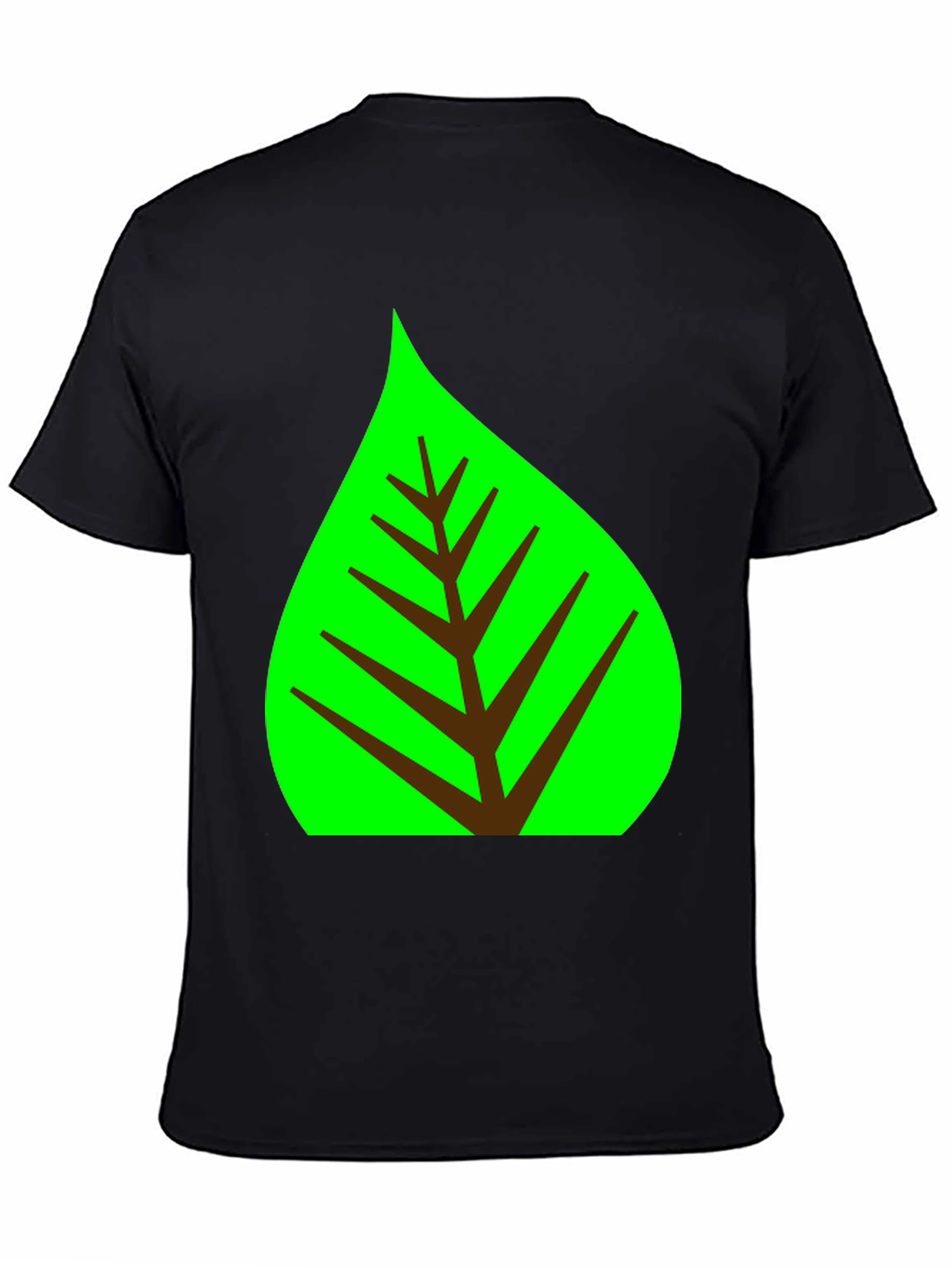 Green Leaf Graphic Tee - Black Cotton Shirt