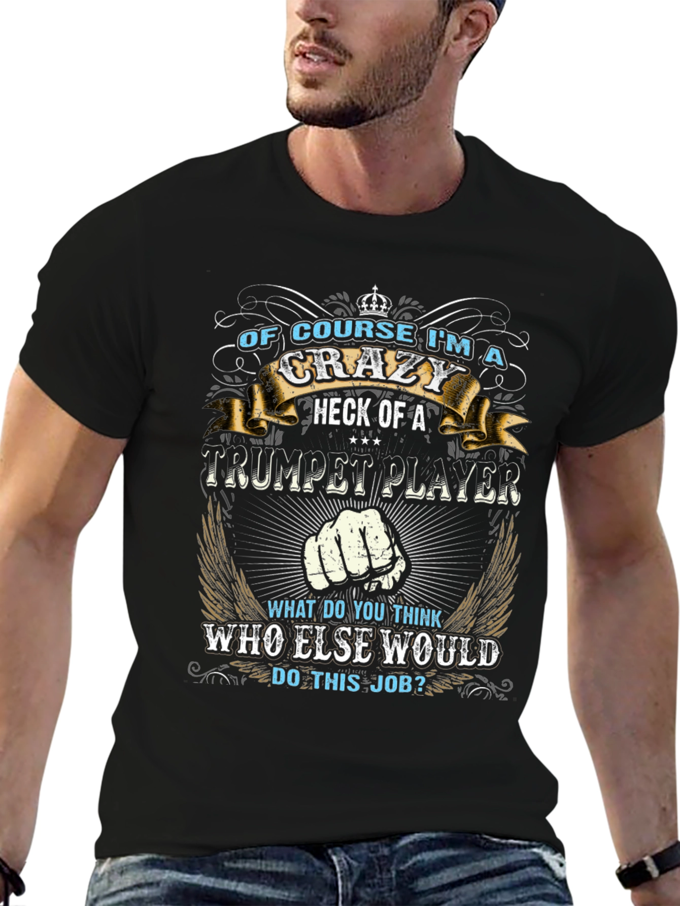 Crazy Trumpet Player Graphic T-Shirt