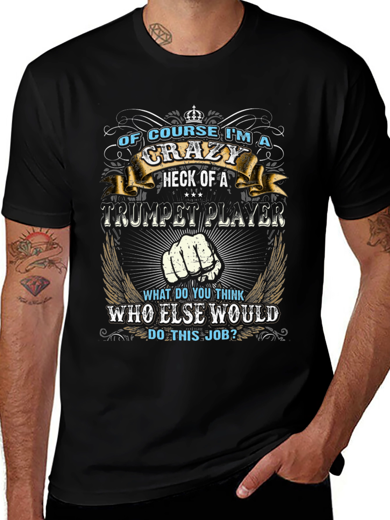 Crazy Trumpet Player Graphic T-Shirt