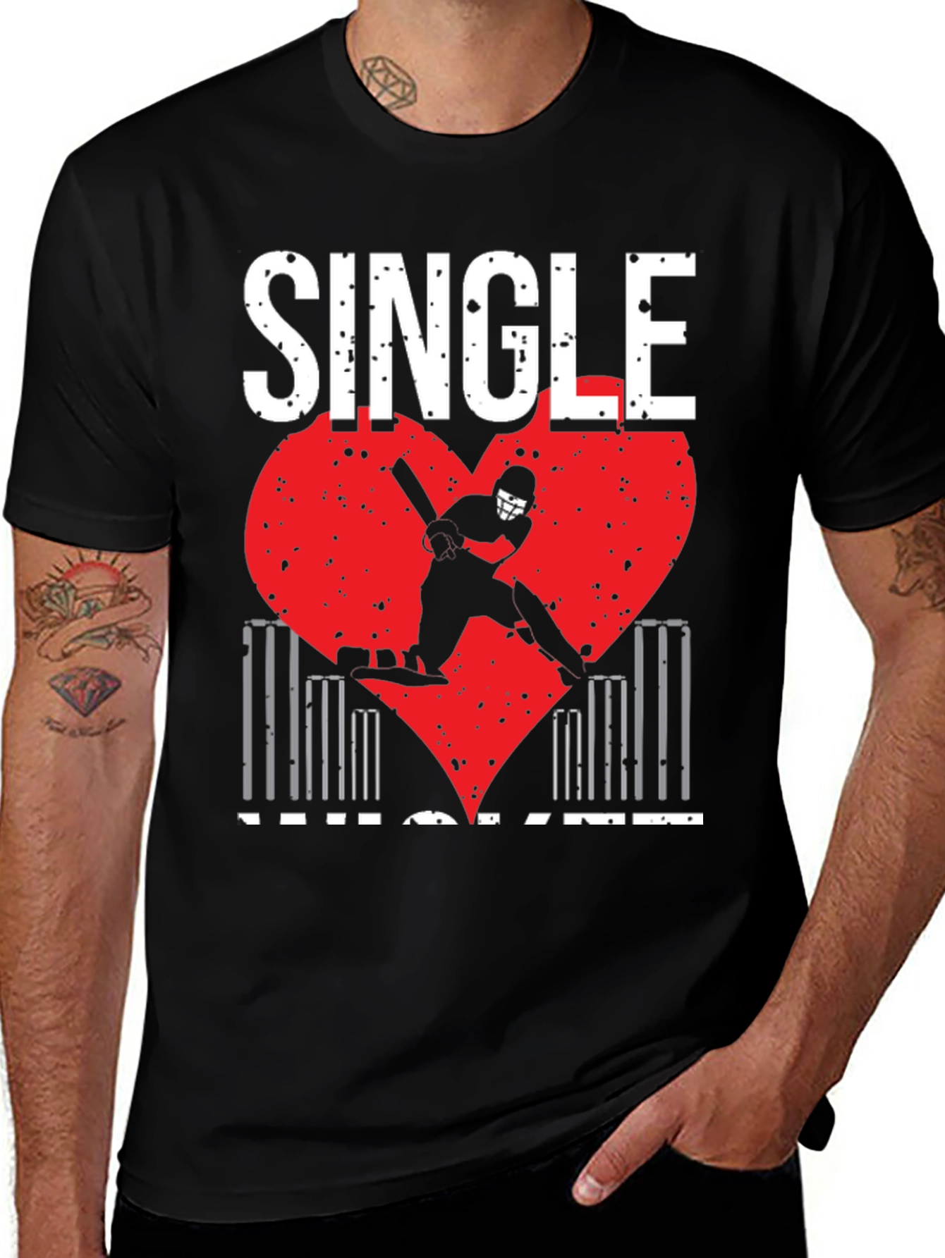 Single Cricket Heart T-Shirt