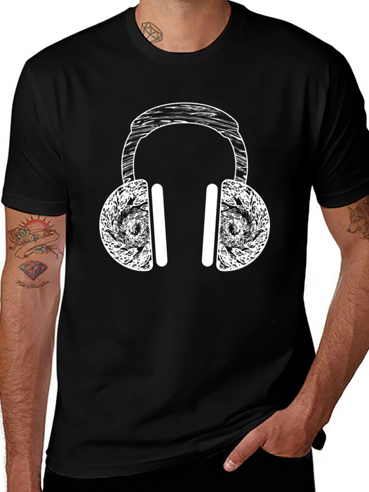 Cool Headphones Graphic Tee - Black